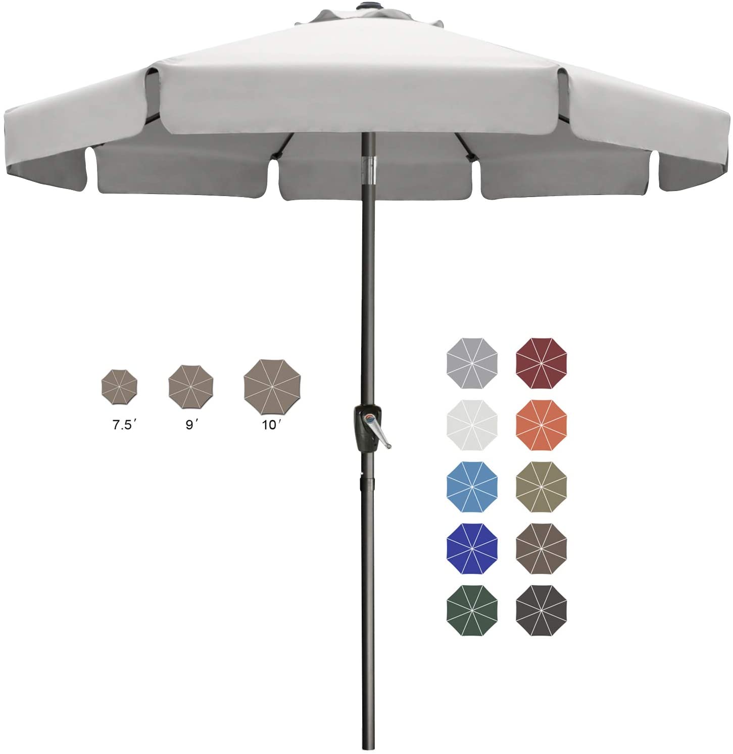 ABCCANOPY 9USLS6923A22UB04GYY6 7.5-ft Aluminum Gray Push-button Tilt Market Patio Umbrella