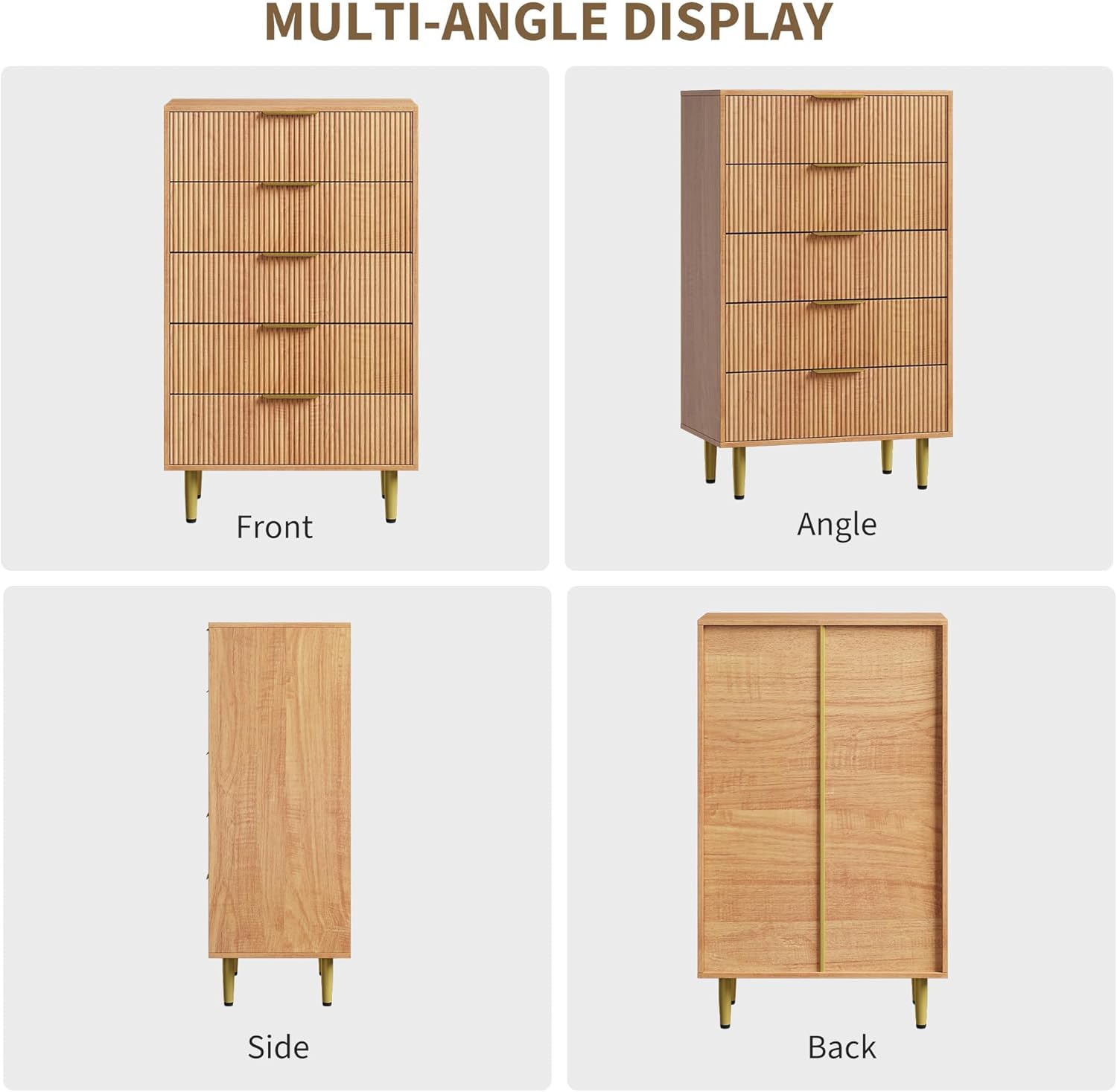 Garvee 5 Drawer Dresser for Bedroom 29.5 Inch Wood Chest of Drawers ...