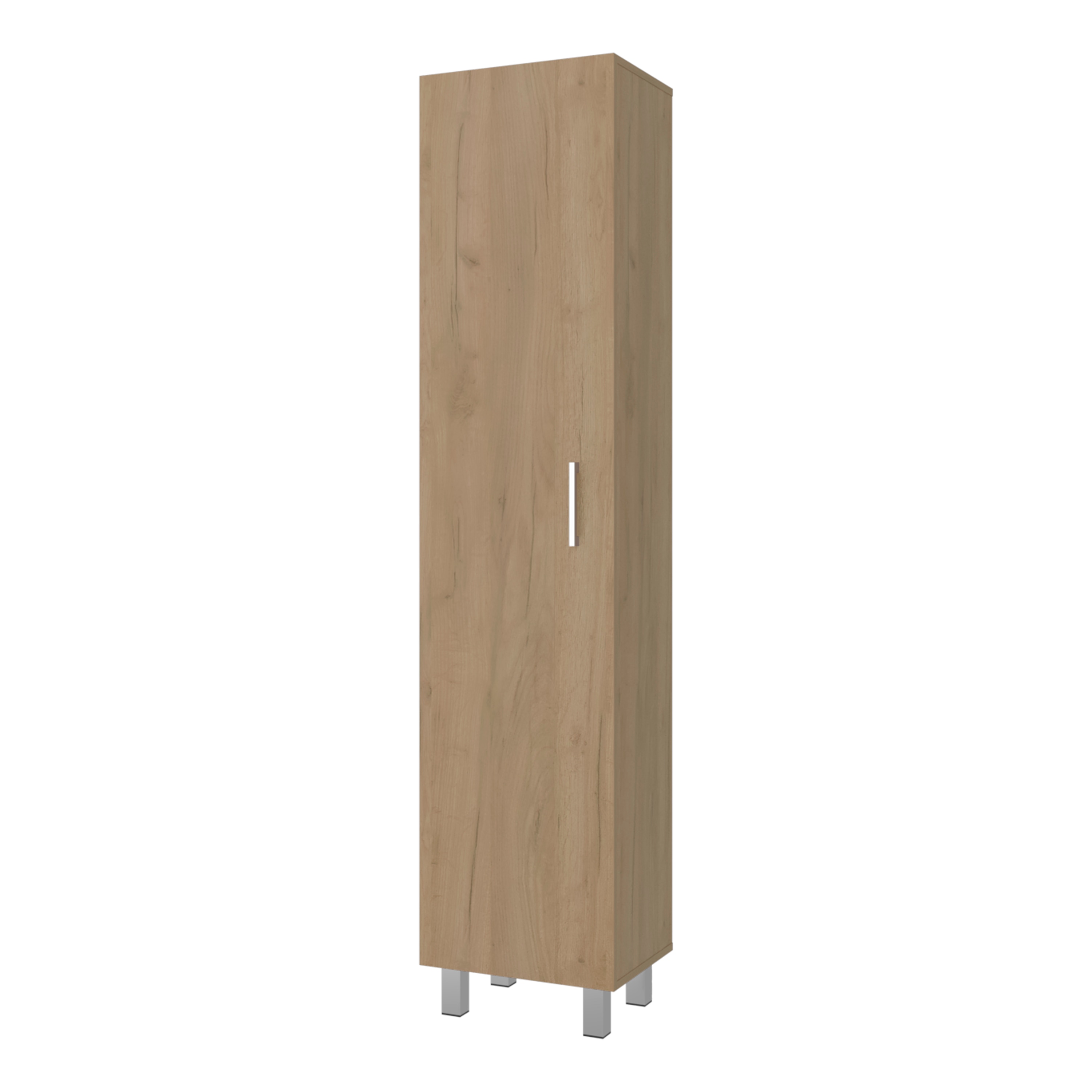 Tinyhomie Vintro Freestanding Storage Cabinet with Internal Storage Shelves Tall Single Door 4 Interior Shelves Metal Handle and Legs