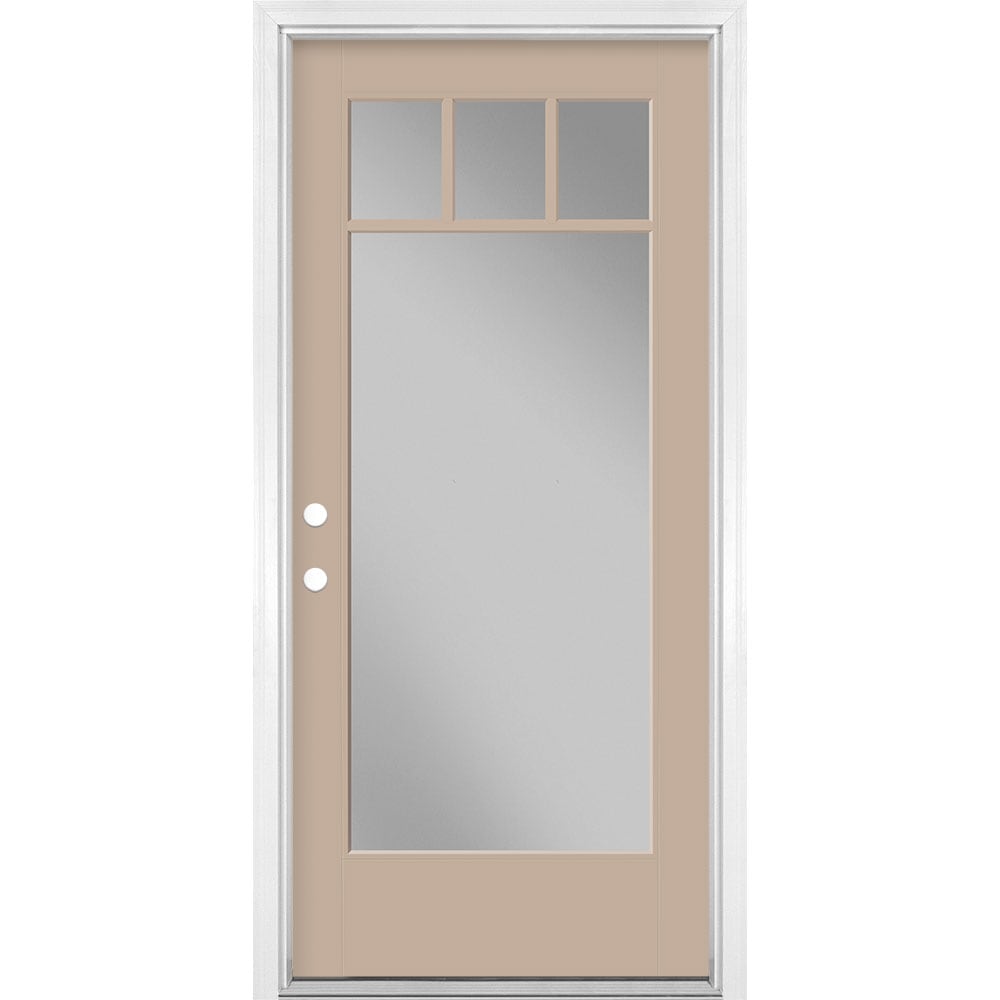 Masonite 1524520 36-in x 80-in x 4-9/16-in Fiberglass Full lite Left-hand inswing Sandy Shore Painted Prehung Front Door with Brickmould Insulating core