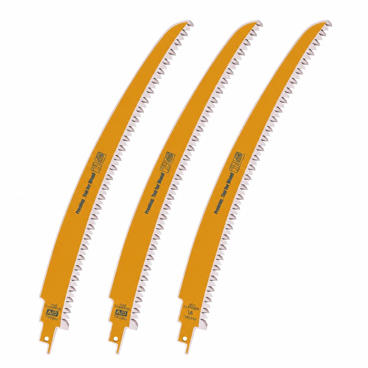 GAOLLY KHKFY 12 Inch 6TPI Japanese Teeth Reciprocating Saw Blade Curved Edge Pruning Blade for Wood Cutting Tree Trimming Fits Half Inch Shank 3 pack