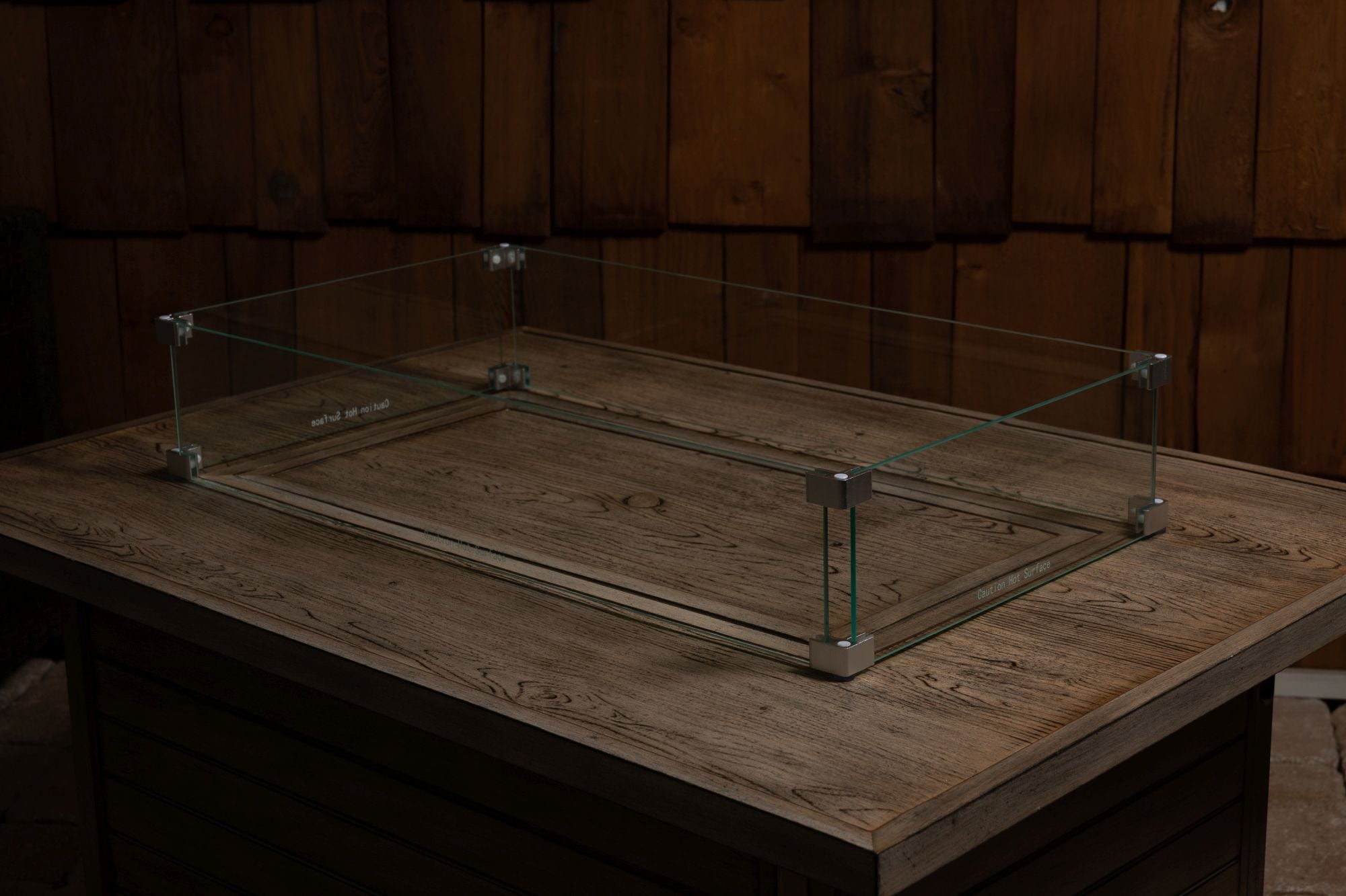 Clear Tempered Glass Wind Guard for Rectangular Fire Pits