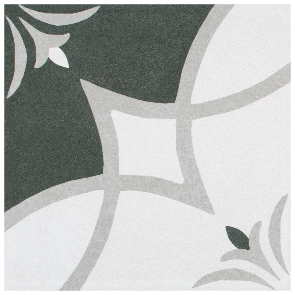 Affinity Tile S1FRC8TWCS Sample- Twenties Crest 8-in x 8-in Matte Ceramic Patterned Floor and Wall Tile