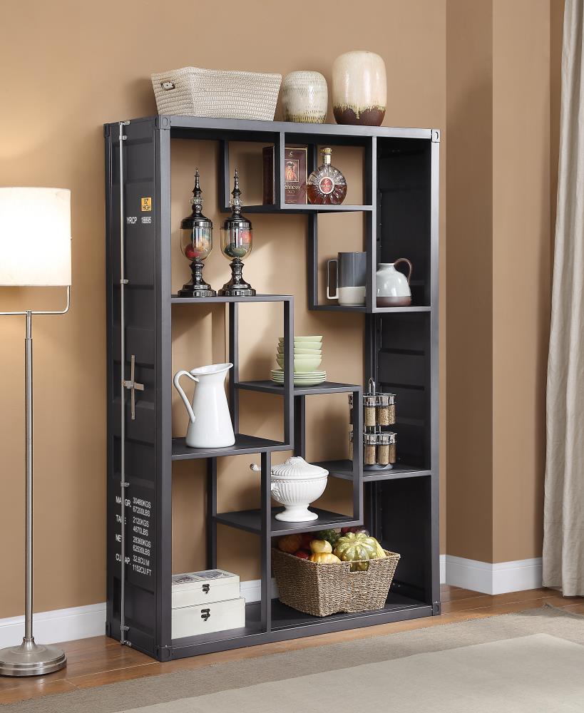 ACME FURNITURE Cargo Gunmetal Metal 9-Shelf Bookcase (48-in W x 75