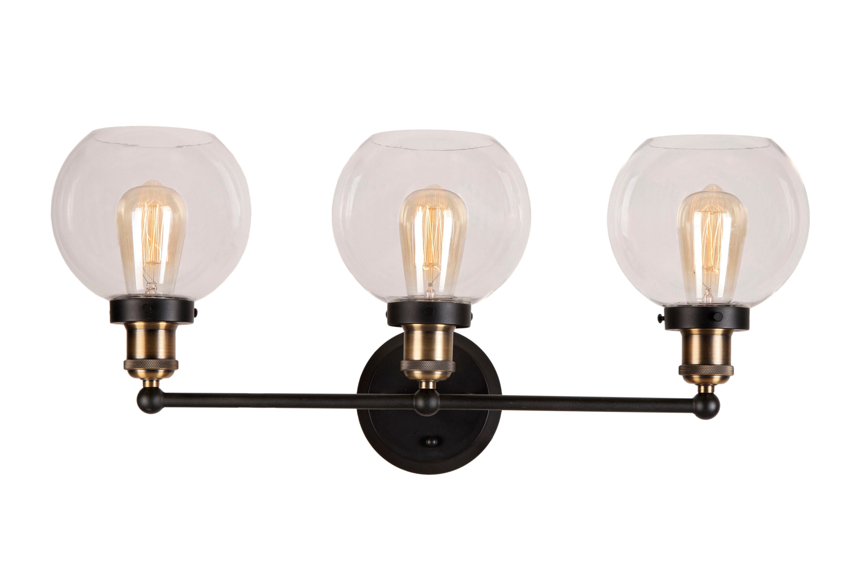 Antique Bronze 3-Light Vanity Fixture with Clear Glass Shades