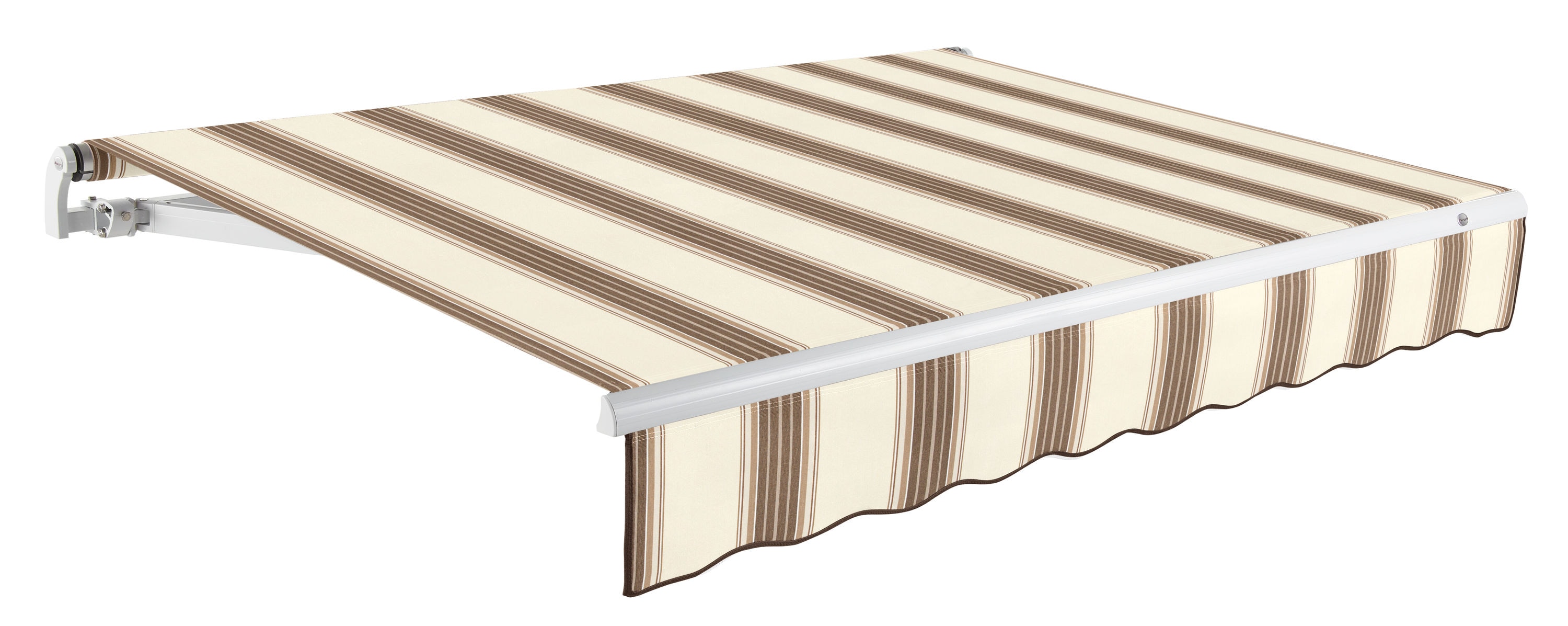 Awntech MTR12-458-BRTW Maui Right Motor 144-in Wide x 120-in Projection x 10-in Height Fabric Brown/Tan Multi Striped Motorized Retractable Patio Awning