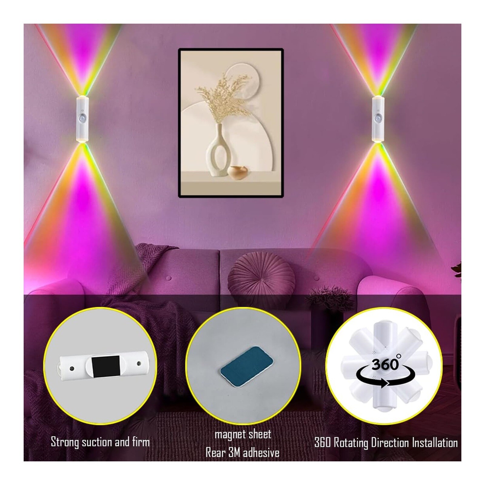 CYIKE Portable Wall Mounted Night Light USB Powered Magnetic LED Lamp ...