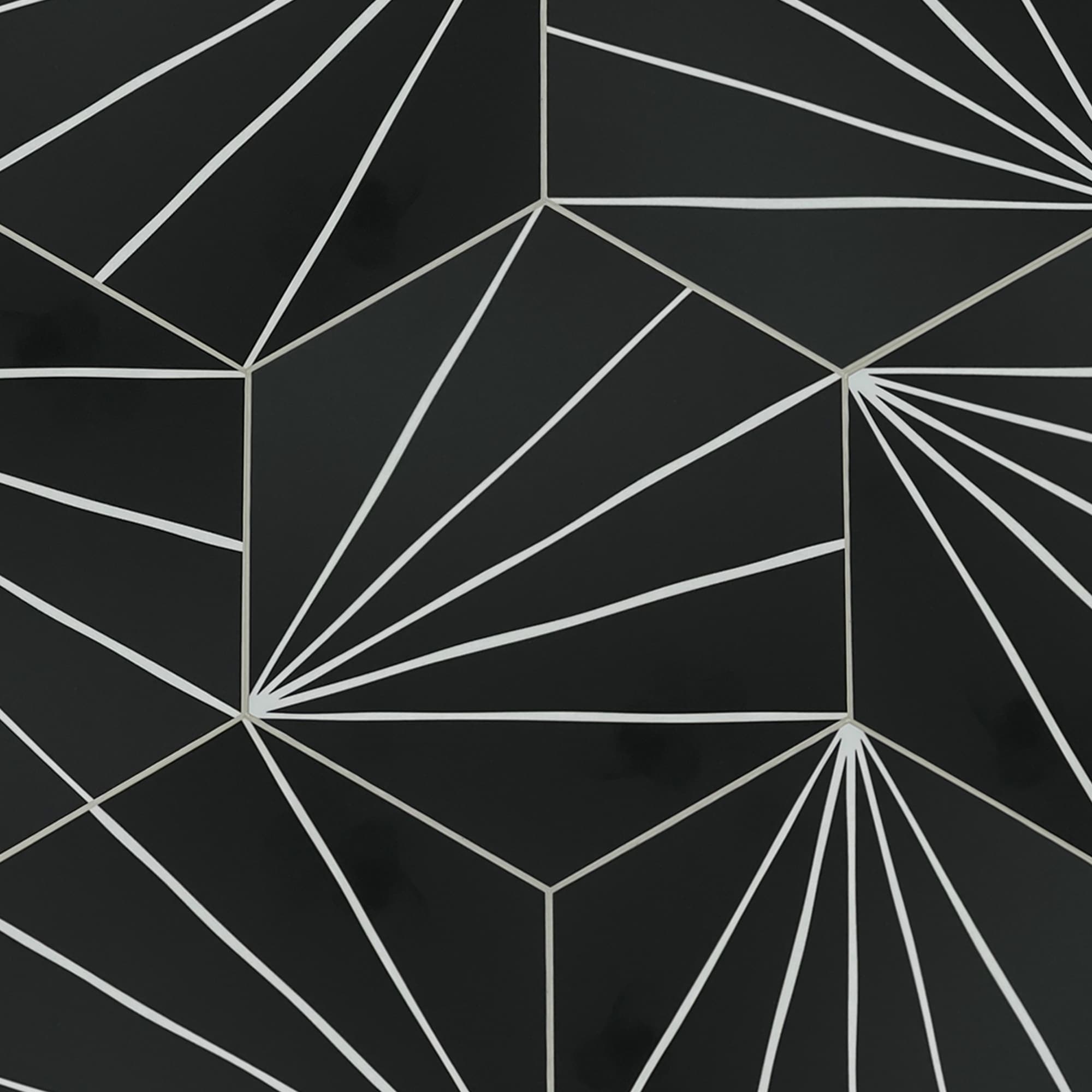 SUNWINGS HEXL-BLK-45PCS Black 6-in x 7-in Matte Composite Marble Look Hexagon Mosaic Wall Tile (9.9-sq. ft/ Carton)