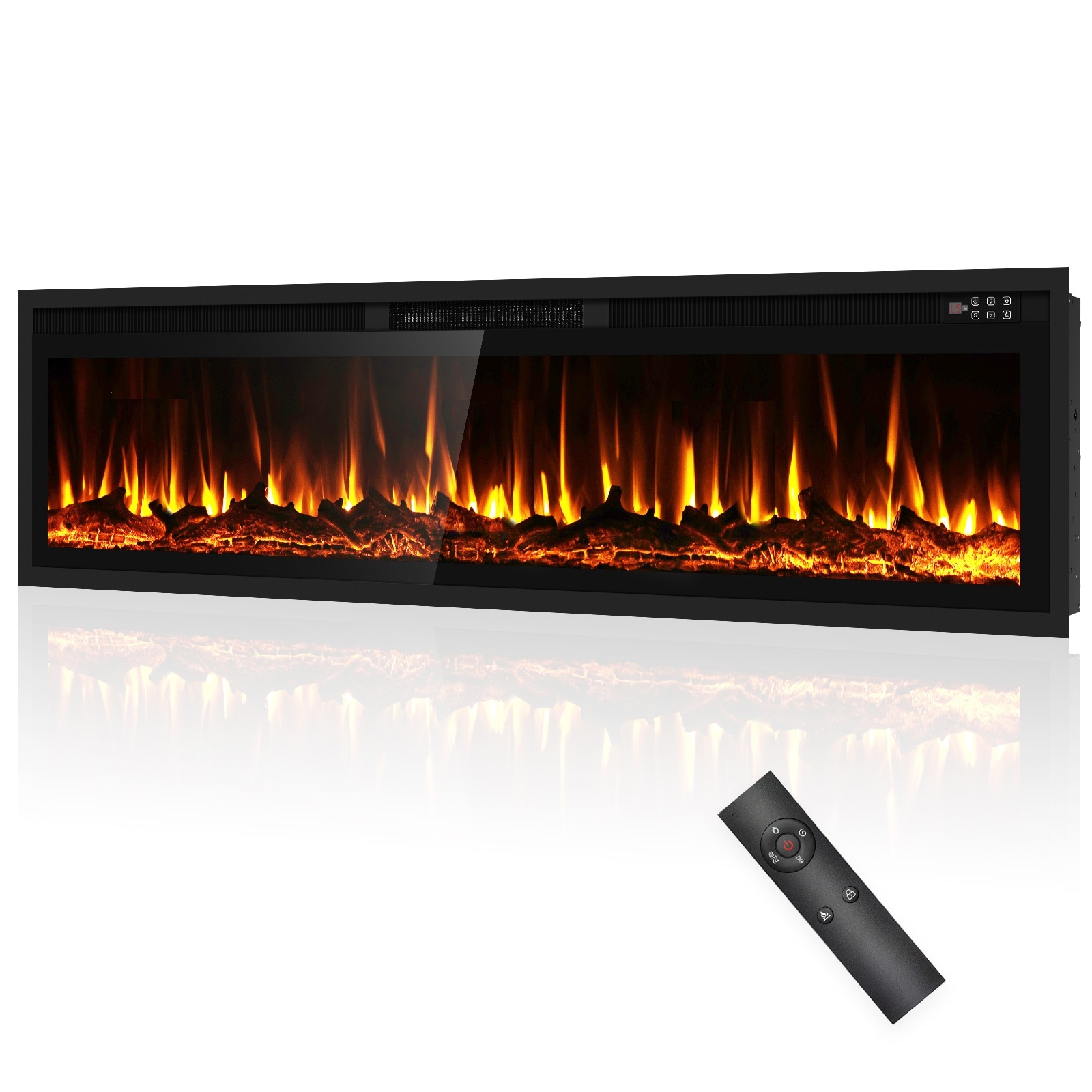 EdenDirect 72-in W x 13.8-in H Black Electric Fireplace Insert
