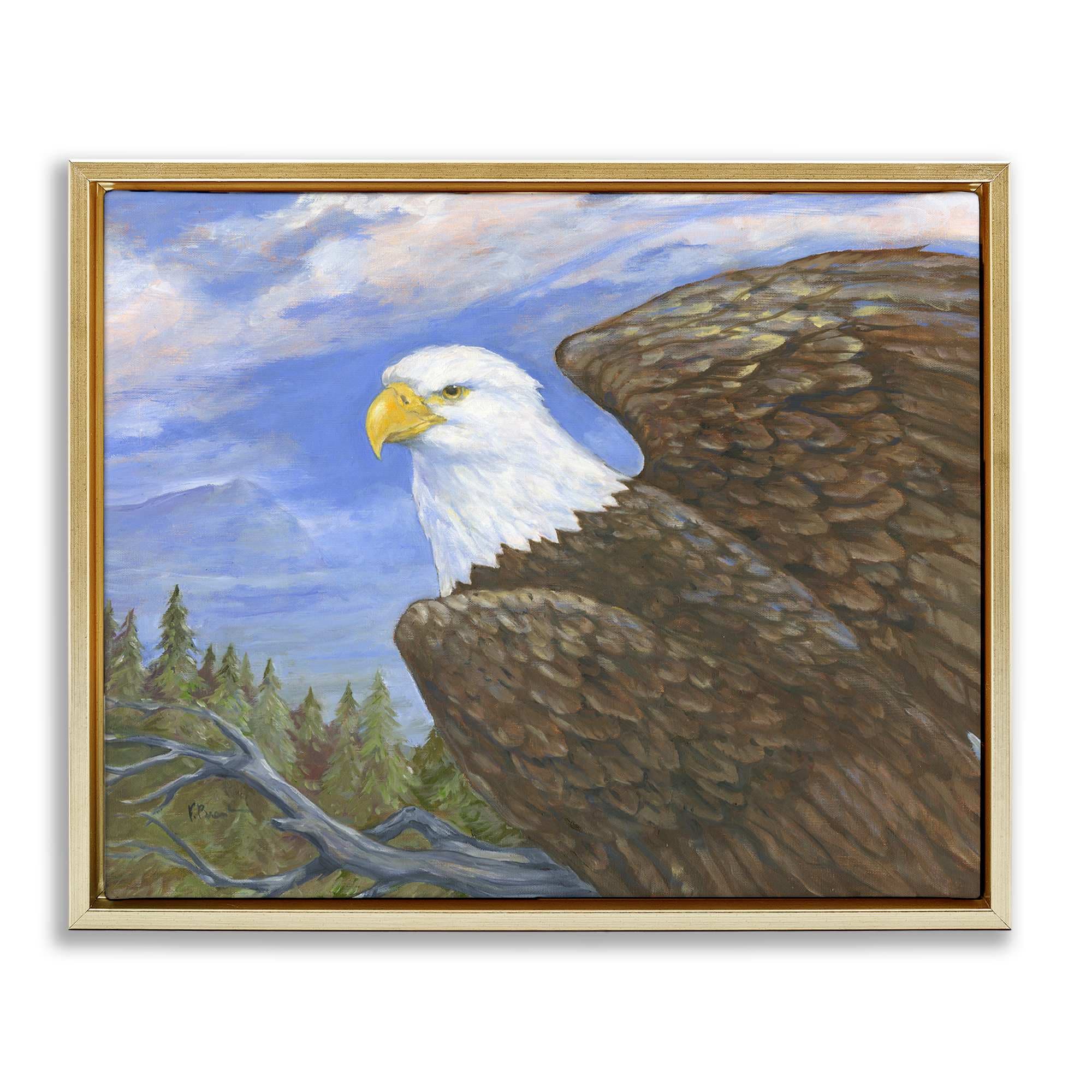 Stupell Industries BT-794-FFG-24X30 Eagle Overlook from Tree Top Floating Frame design by Paul Brent