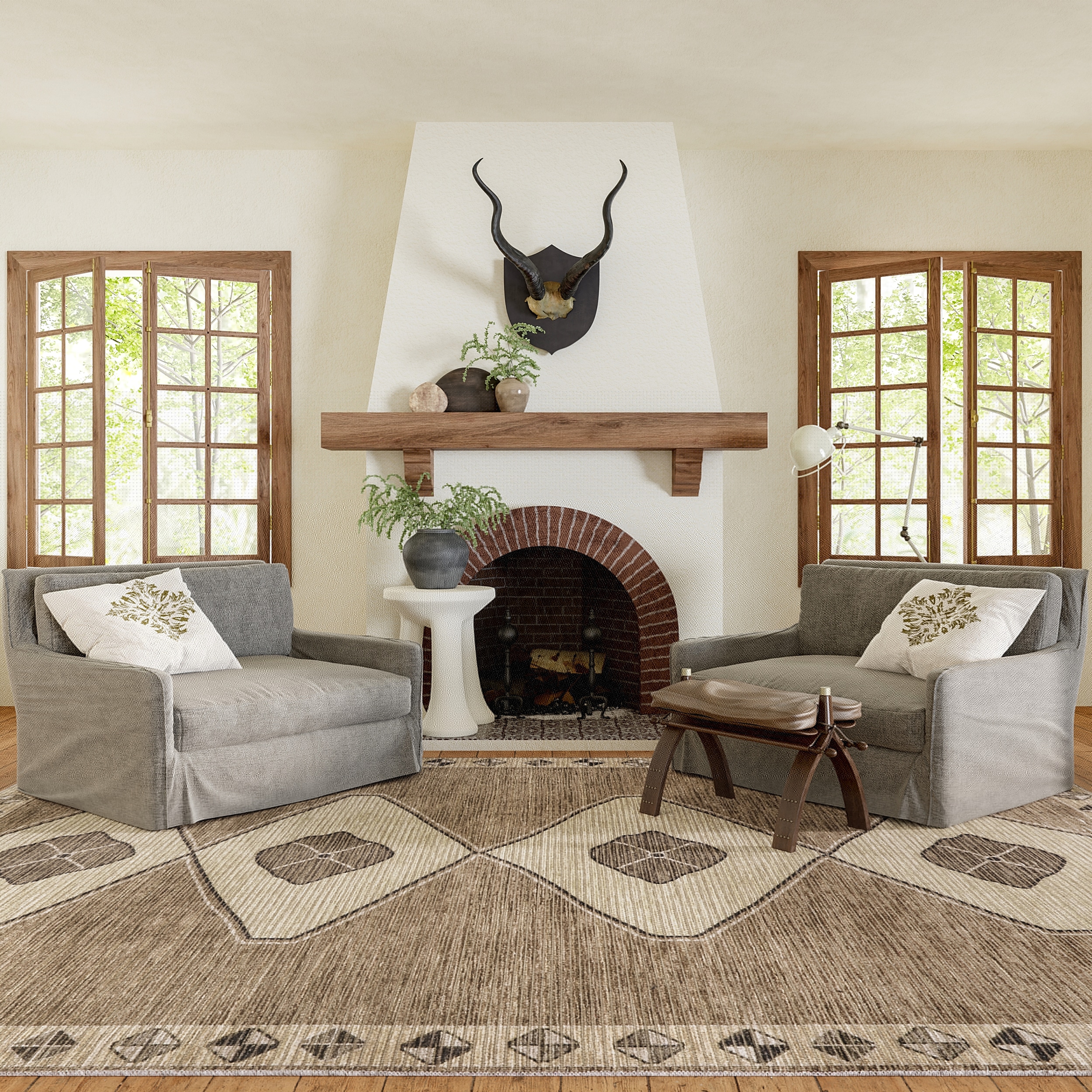 nuLOOM 200KFZM04A-305 Fennel Diamond Machine Washable 3ft. 3in. x 5ft. Light Brown Area Rug
