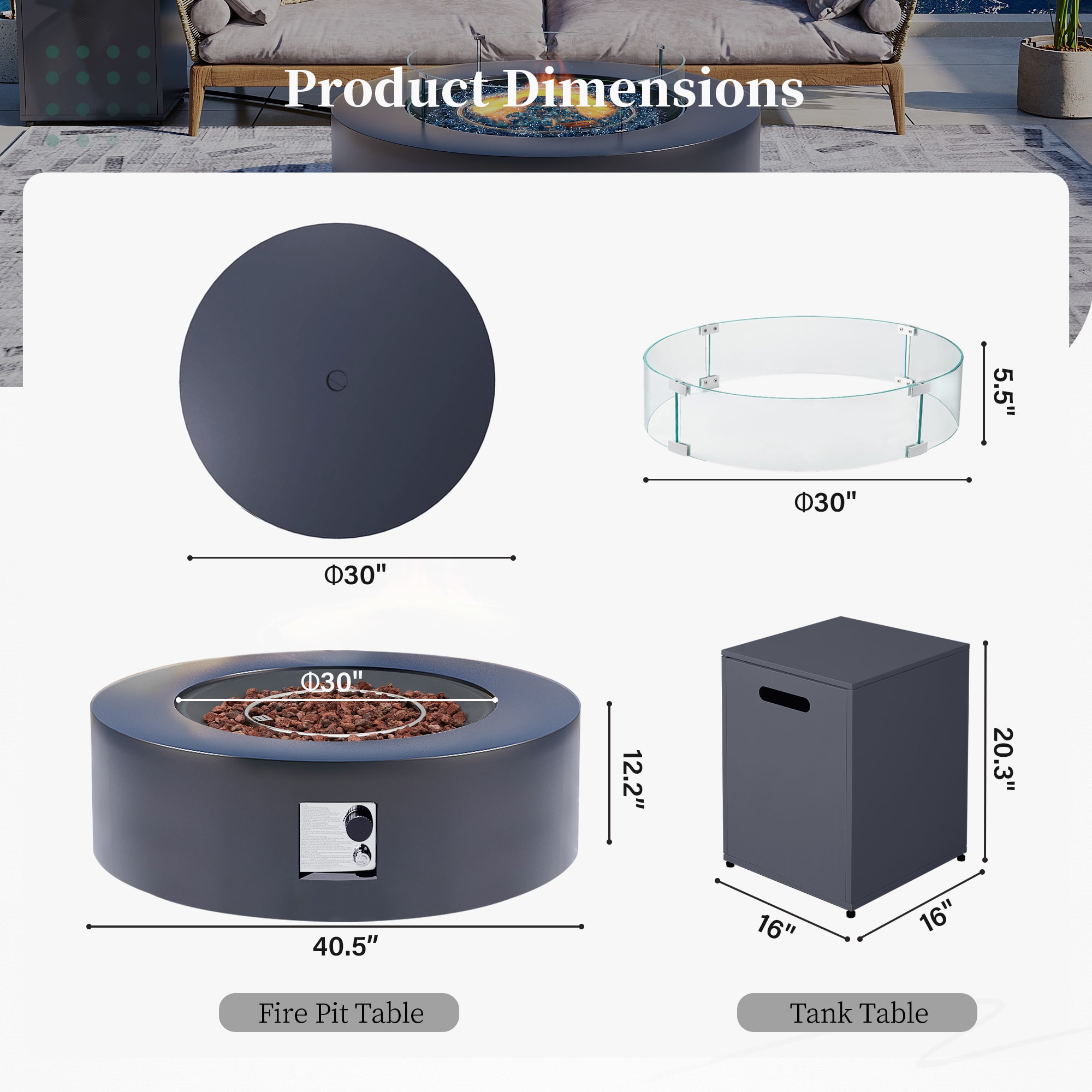 Patio Watcher 42TP-GREY-DK-BLZWST Outdoor-Gas-Firepits - View #4
