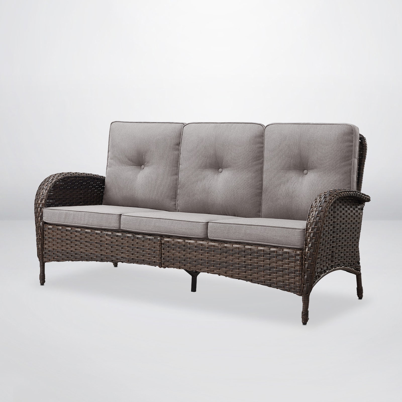 Rilyson New Juno Wicker Outdoor Sofa with Gray Cushions and Wicker ...