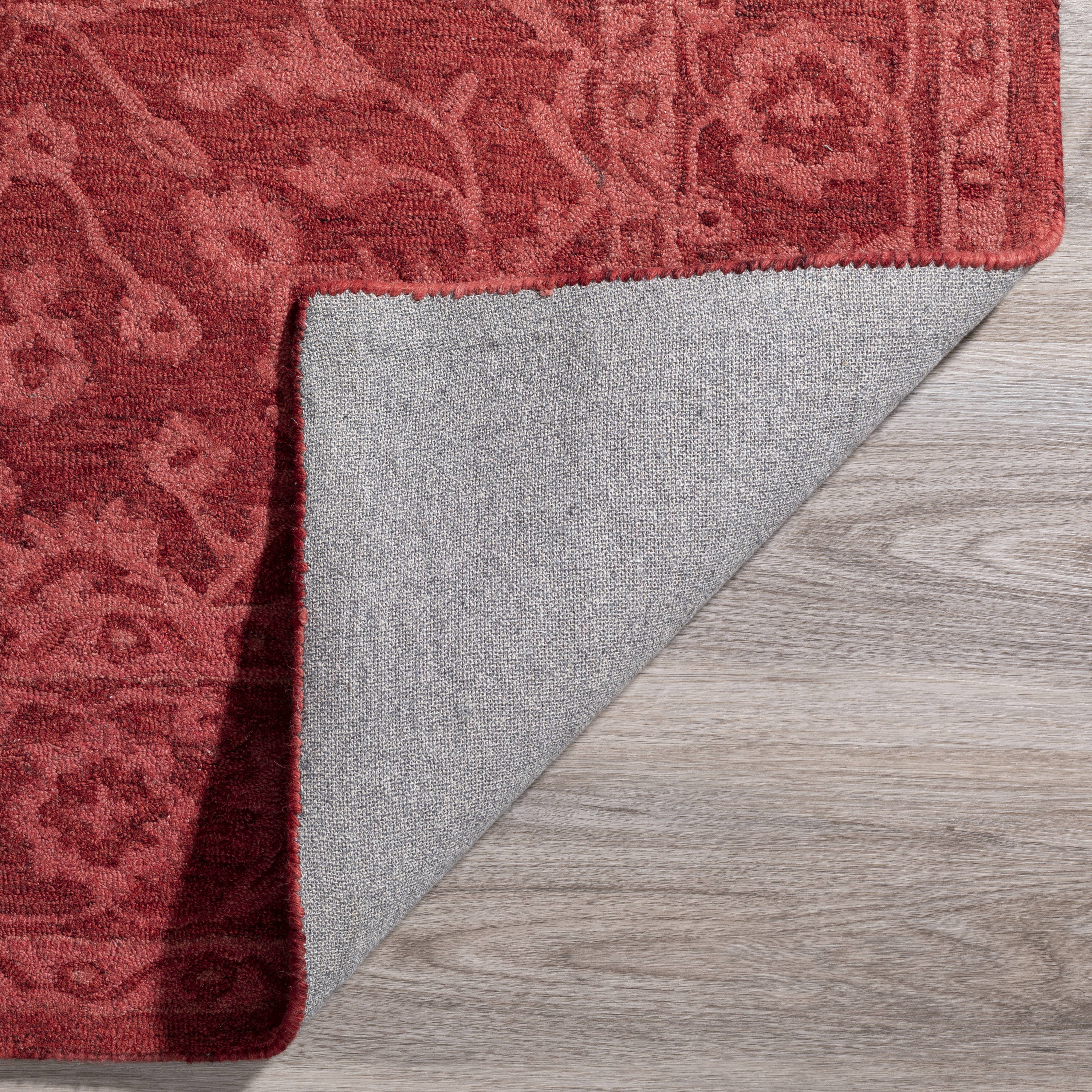 Harlow Vintage Ruby Red Hand-Tufted Wool Area Rug 5'x7'