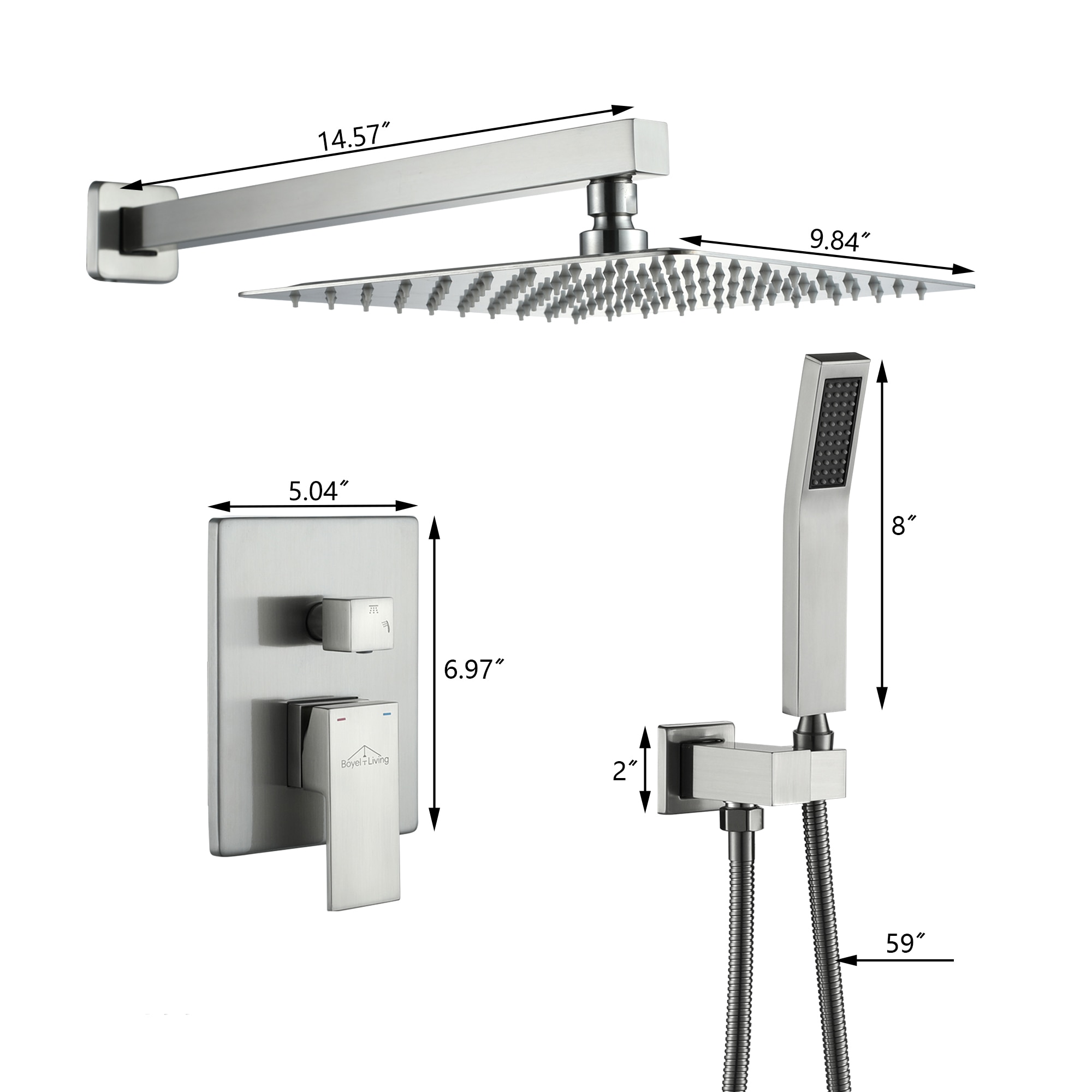 Clihome CL-014SS-SL Showerhead-Bar-Panels - View #2