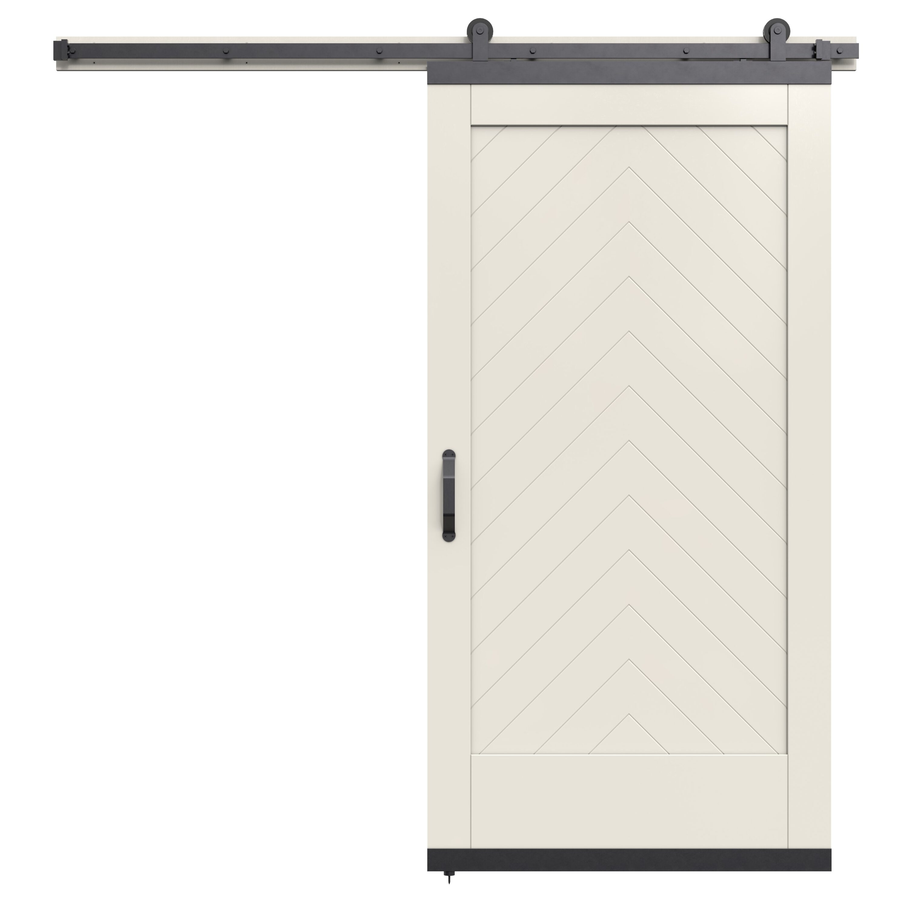 JELD-WEN LOWOLJW248500044 42-in x 96-in Primed Primed Chevron MDF Solid core Single Barn Door (Hardware Included)