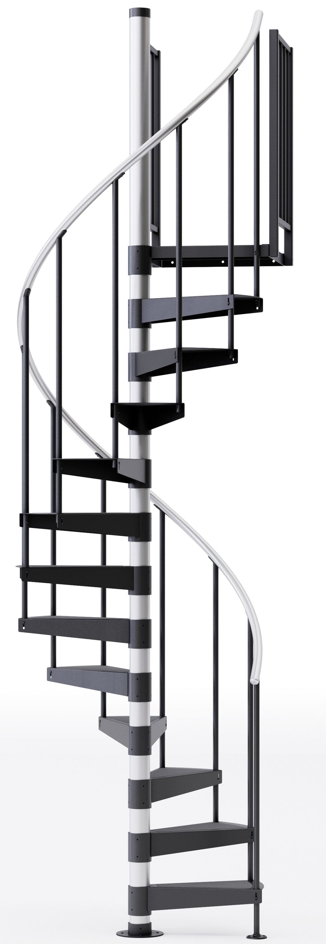 Mylen Stairs EC42P09A012 Reroute 42-in x 8-ft 2 Platform Rails Black Spiral Staircase Kit , Fits Height: 85-in to 95-in (9 treads) ( 9 Treads )