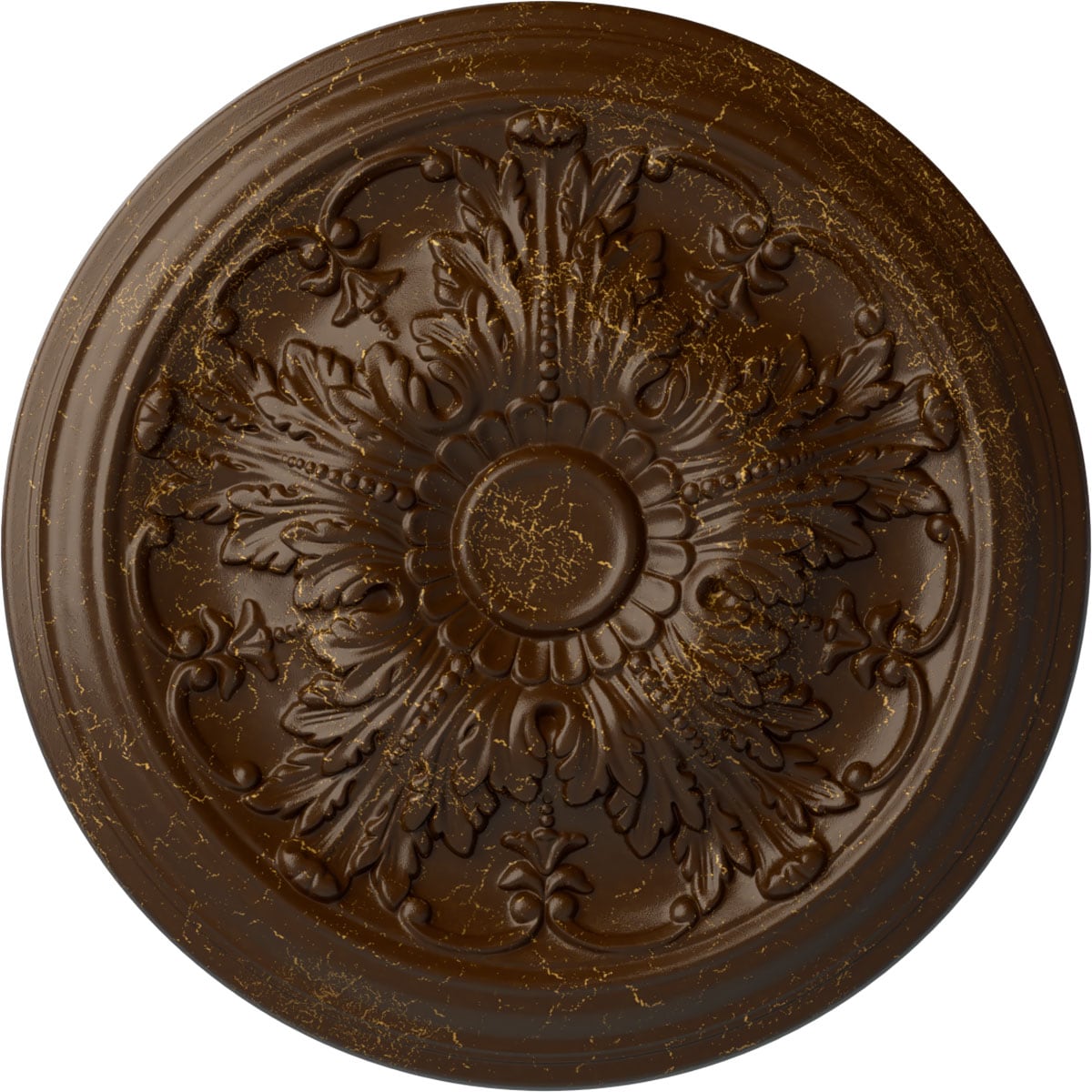 Ekena Millwork CM20DARBC Damon 20-in W x 20-in L Painted Root Beer Crackle Polyurethane Whole Ceiling Medallion