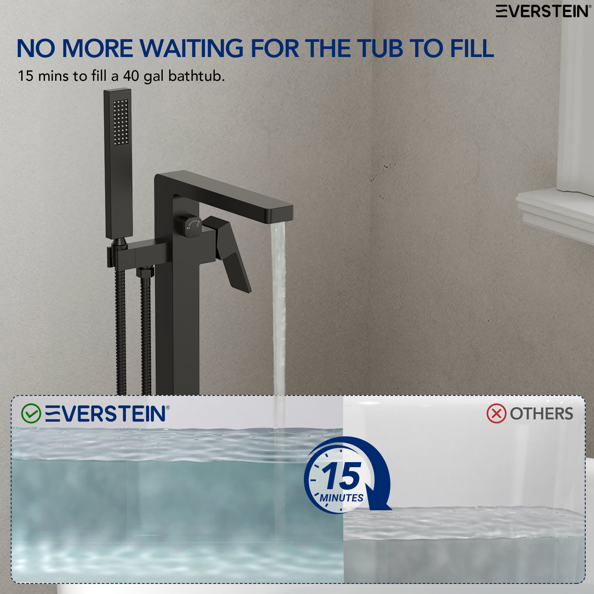 EVERSTEIN SFS-1156-BK Roman-Tub-Faucets - View #9