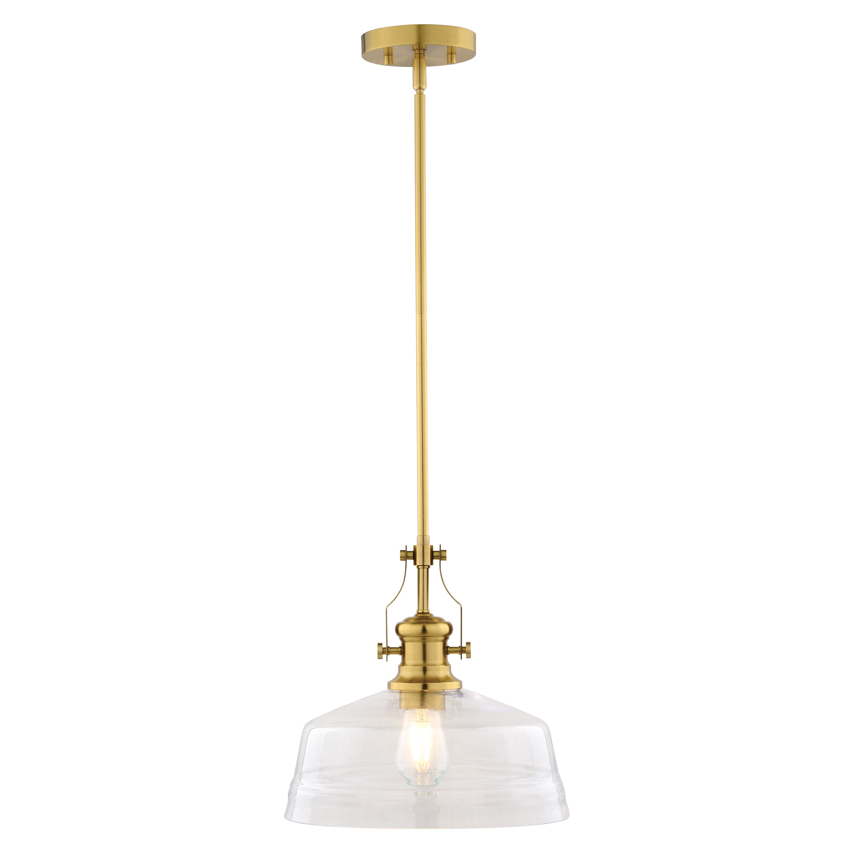 Beloit Brushed Gold Farmhouse Pendant Light with Clear Glass Shade