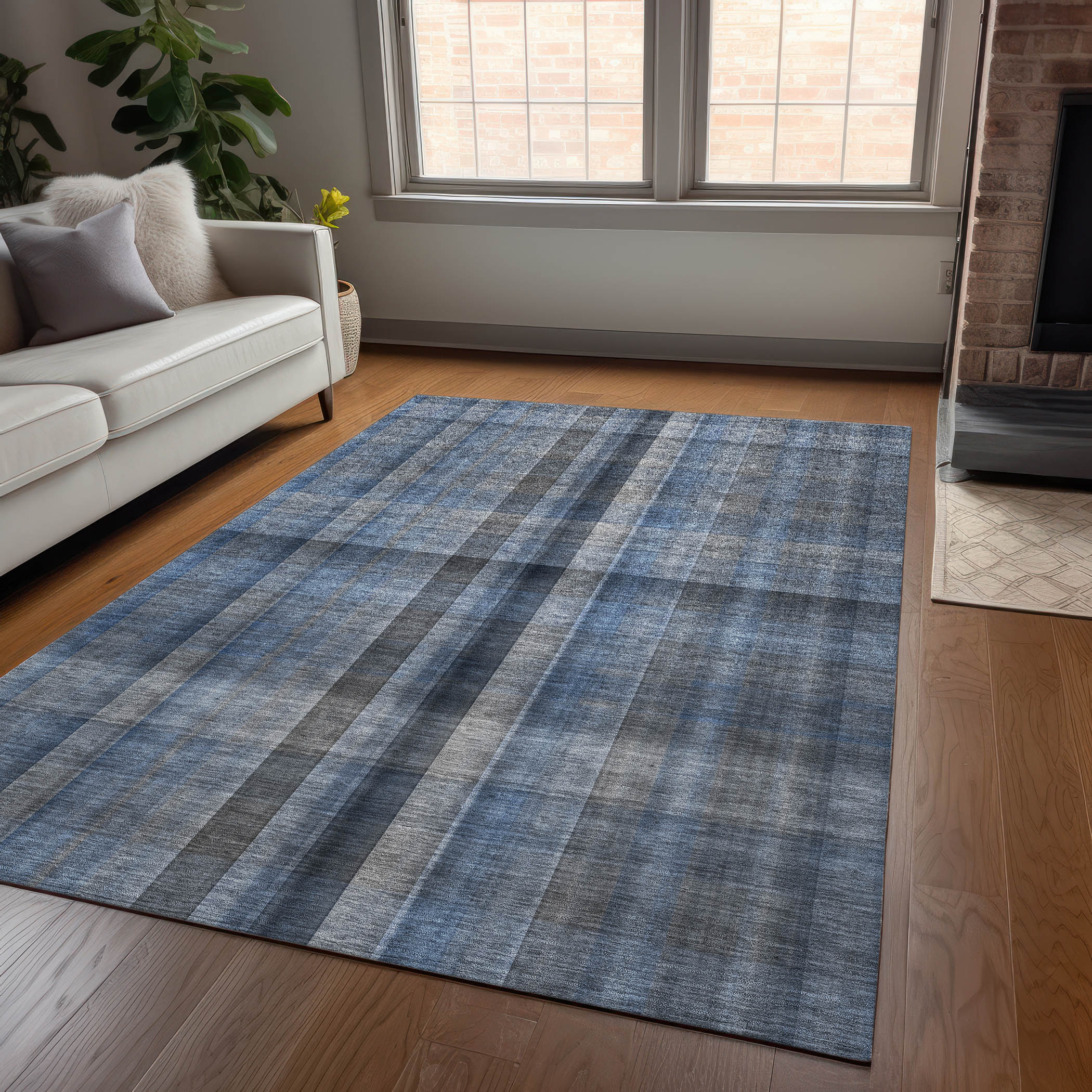 Addison Rugs ACN548BU8X10 Chantille ACN548BU 8 x 10 (ft) Polyester Blue Rectangular Indoor/Outdoor Abstract Machine washable Area rug