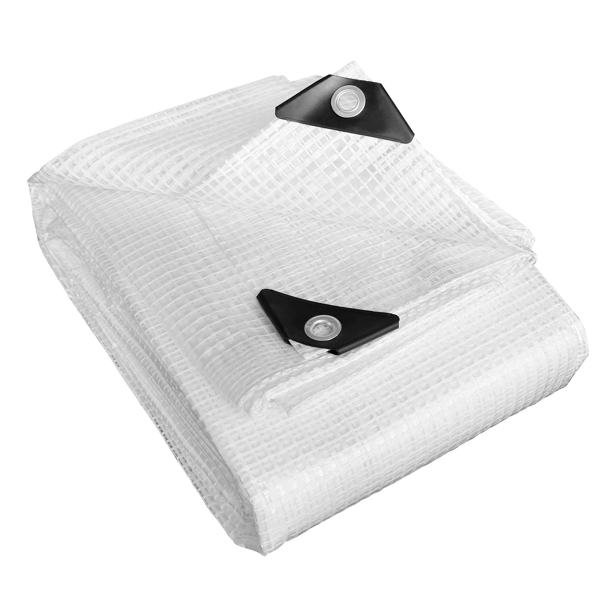 CYIKE  10 Mil Clear White Tarp 15x15 Feet Heavy Duty Waterproof UV Resistant Polyethylene with Aluminum Grommets for Greenhouse Canopy Tent Yard