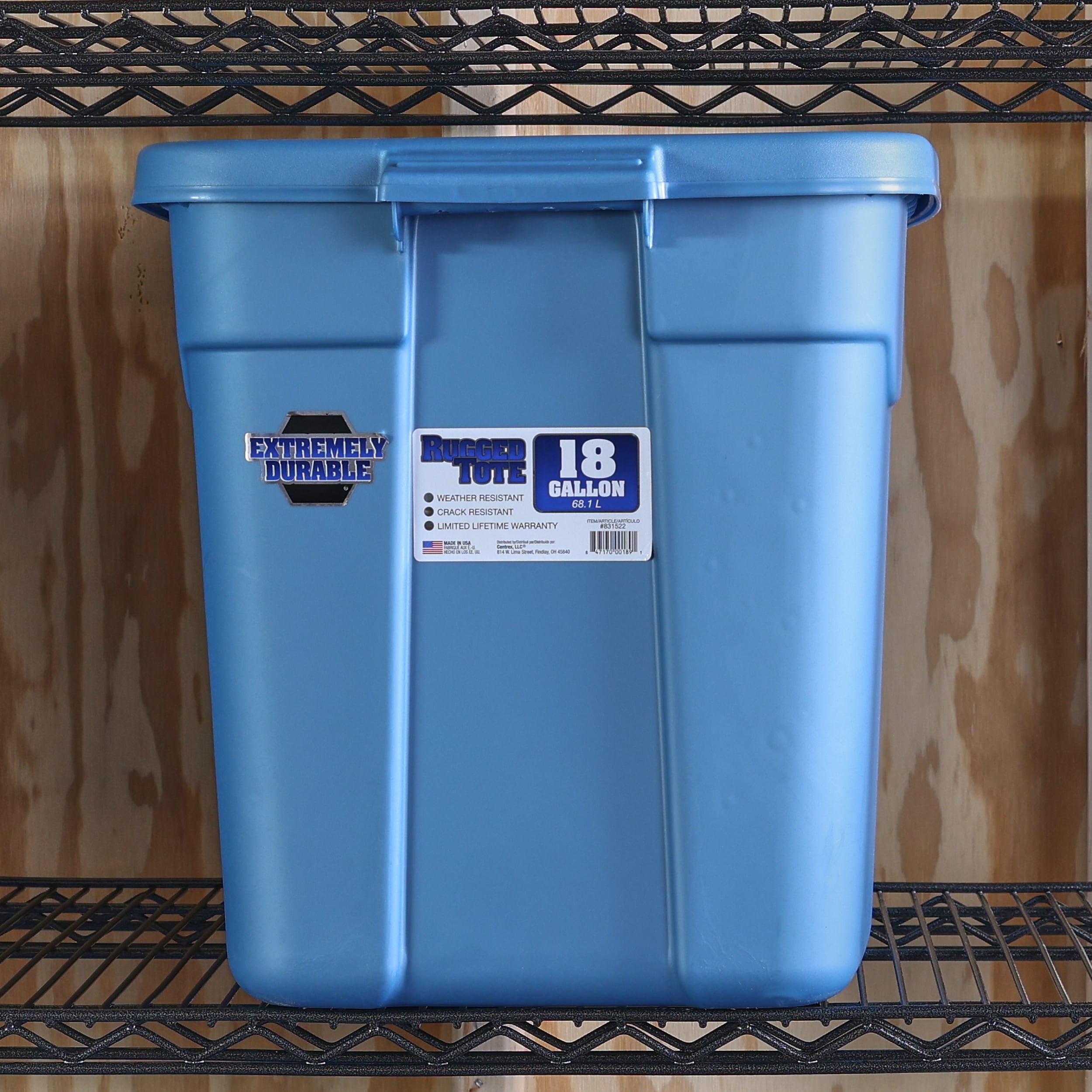 Centrex Rugged Tote Small 10-Gallons (40-Quart) Metallic Blue Heavy Duty  Tote with Standard Snap Lid