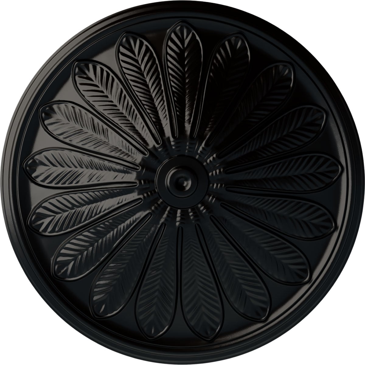 Ekena Millwork CM25BRBLF Brontes 25.5-in W x 25.5-in L Painted Jet Black Polyurethane Whole Ceiling Medallion
