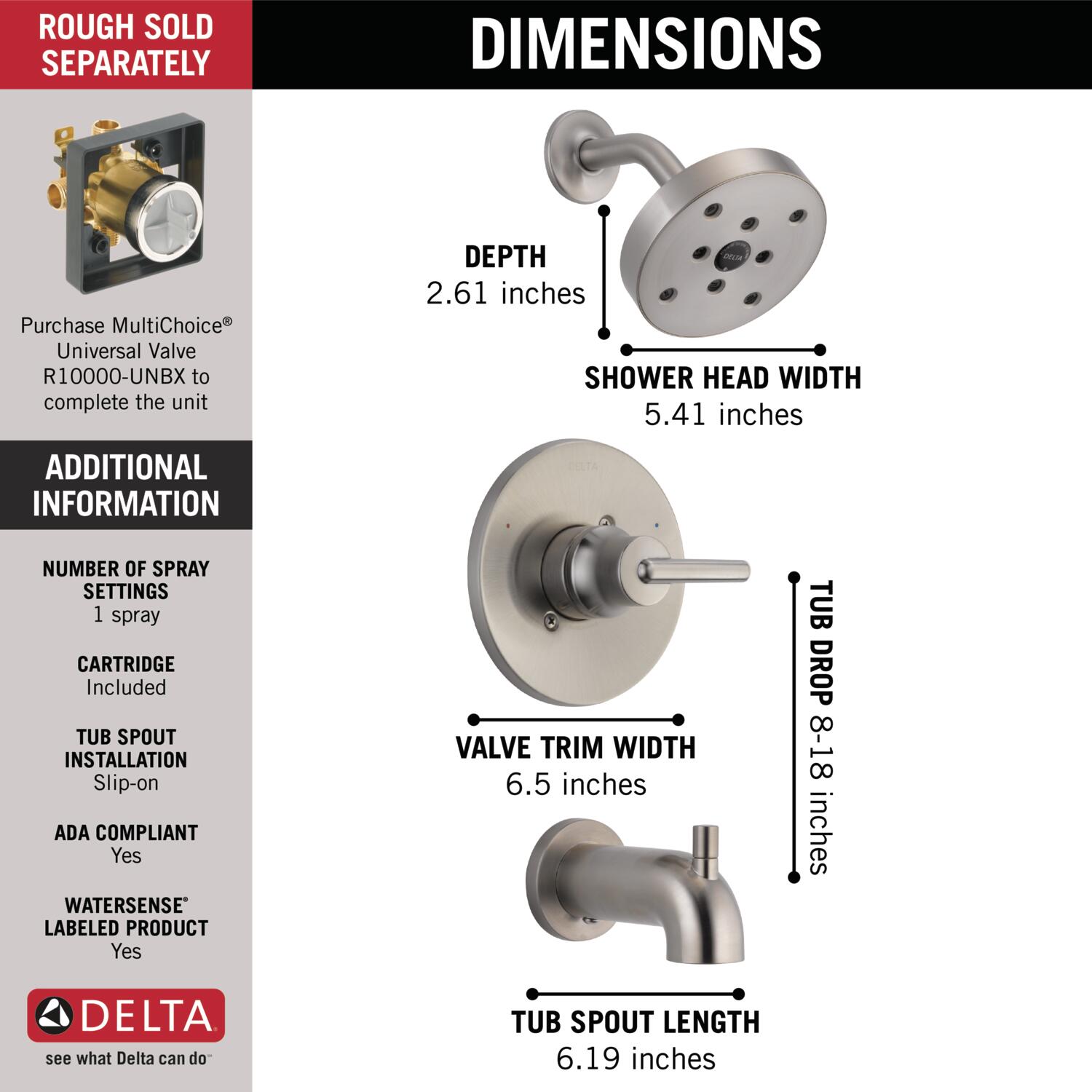 Delta T14459-SS Tub-Shower-Faucets - View #6