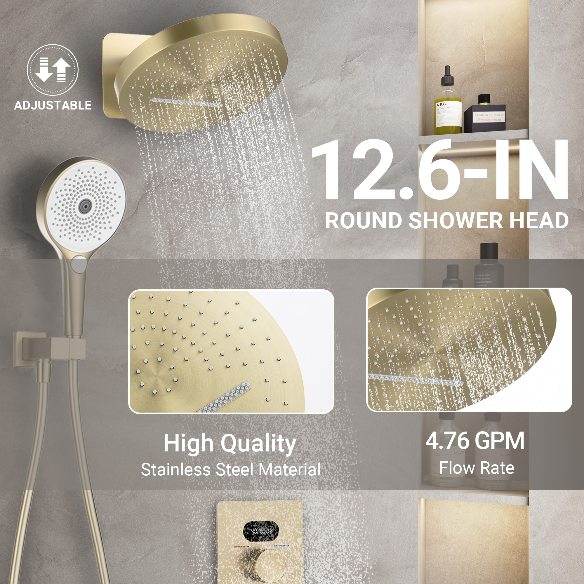 LUCKY ONE MD-BG-6069 Showerhead-Bar-Panels - View #4