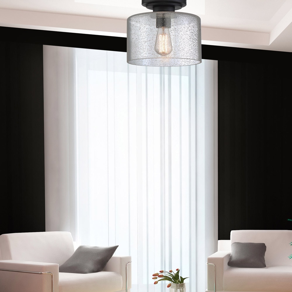 Designers Fountain 96421-MB Logan 1 -Light 10-in Matte Black Semi Flush Mount Light