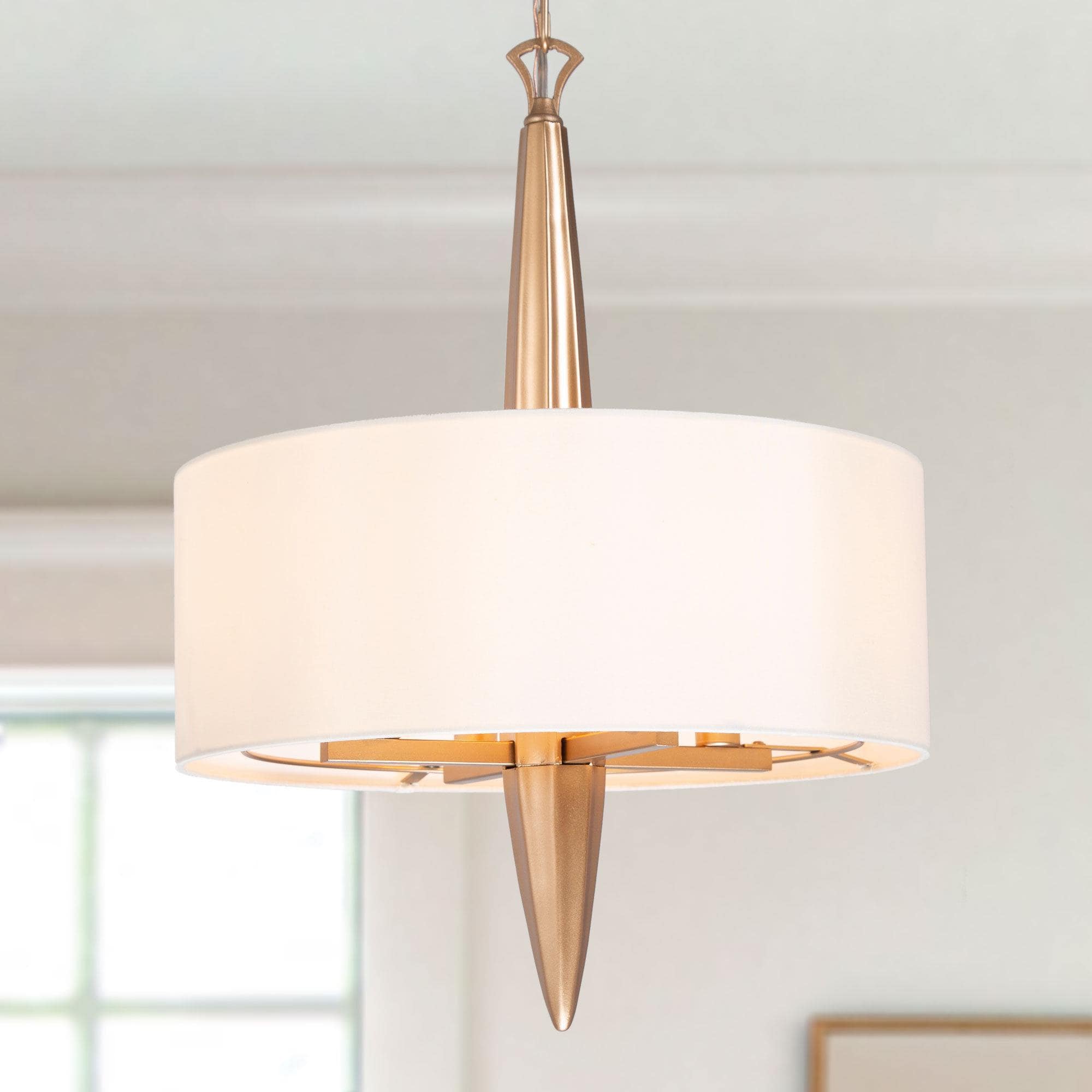Uolfin IZUNAV-LWS24039-L7 4 -Light Matte Gold Transitional For Use in Bedrooms, Dining Rooms, Foyers, Kitchens, Living Rooms Chandelier