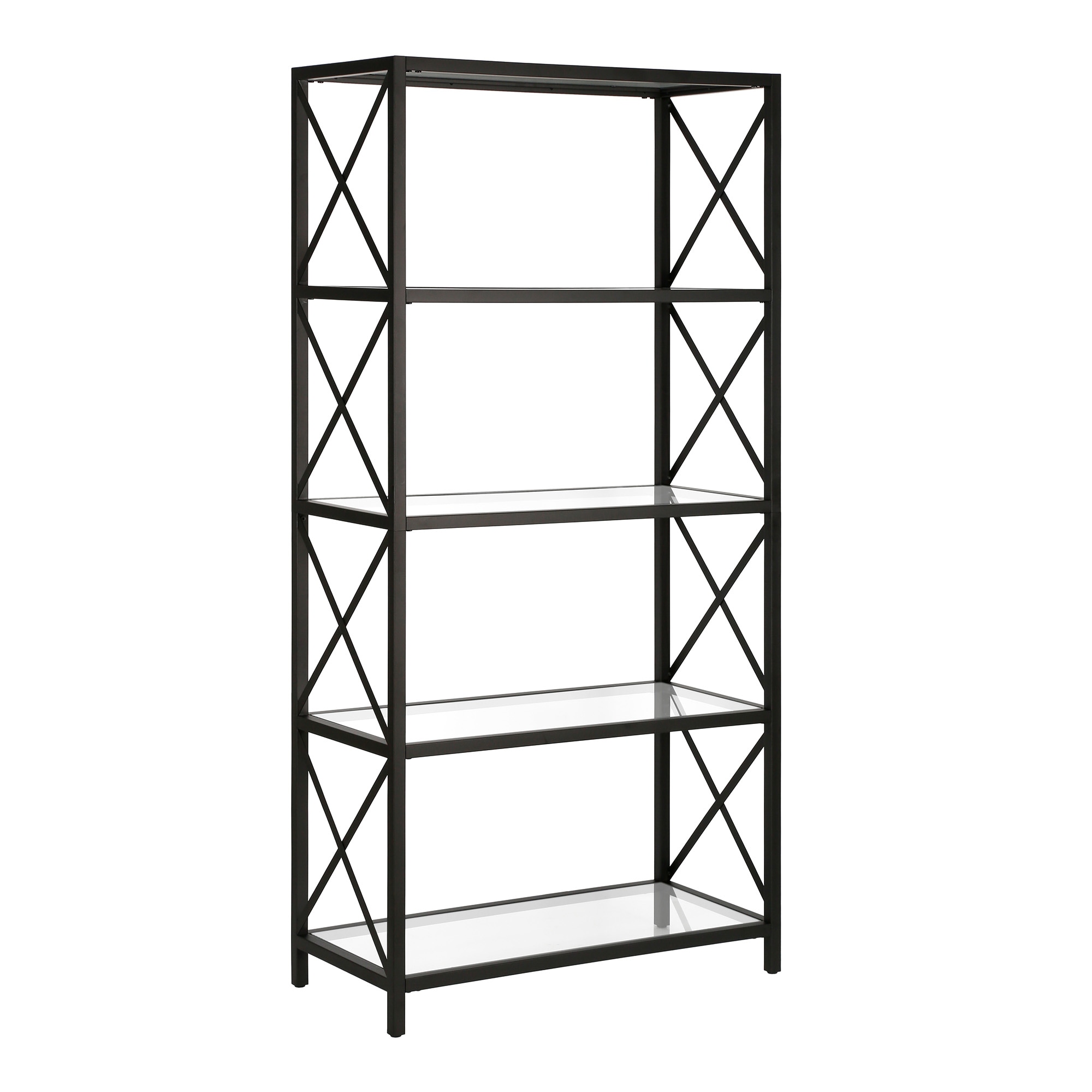 Hailey Home BK0448 Celine Blackened bronze Metal 5 -Shelf Bookcase ( 30-Inches W x 66-Inches H x 15-Inches D ) Finished