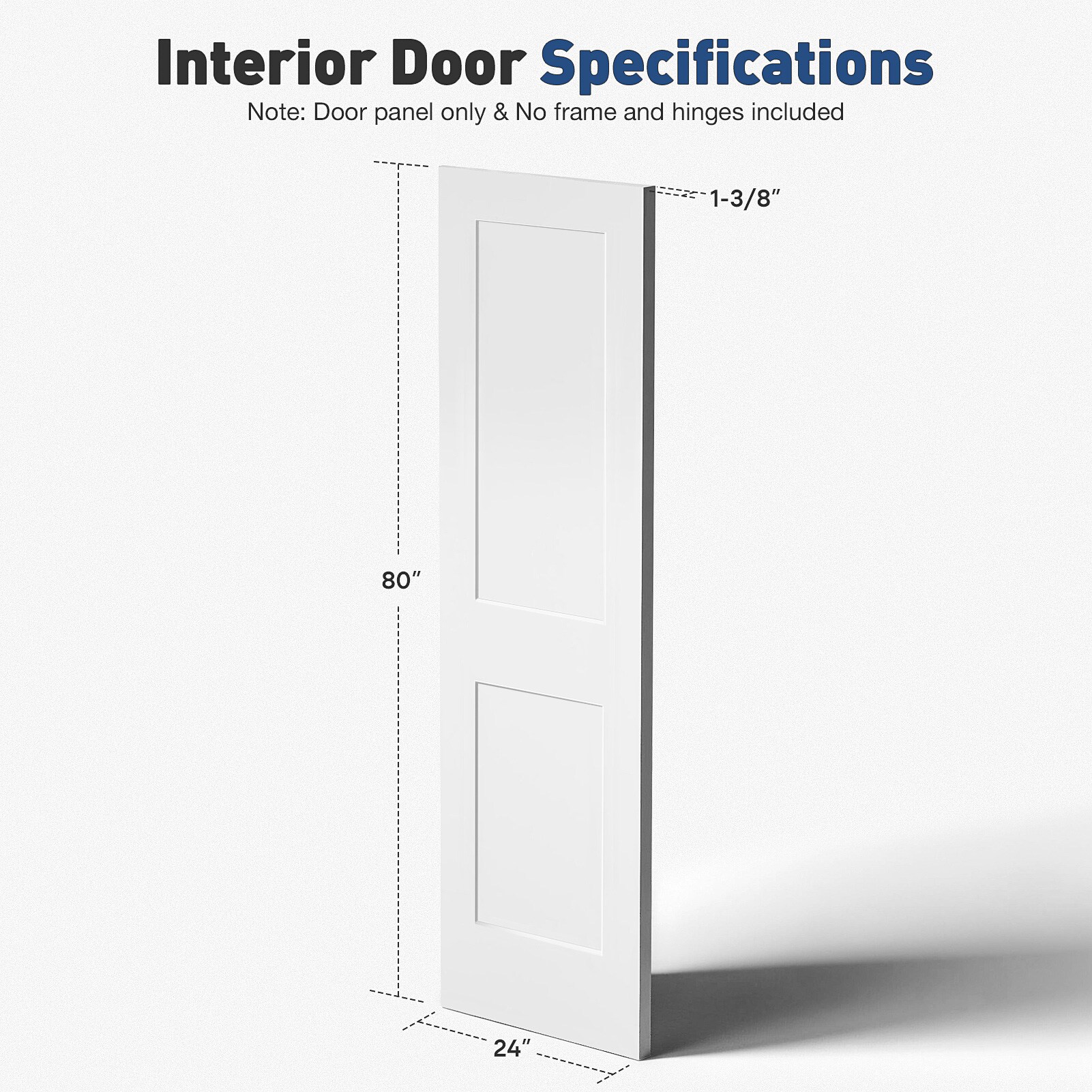 Vynxaria 24-in x 80-in x 1-3/8-in Shaker White Primed 2-Panel Wooden ...