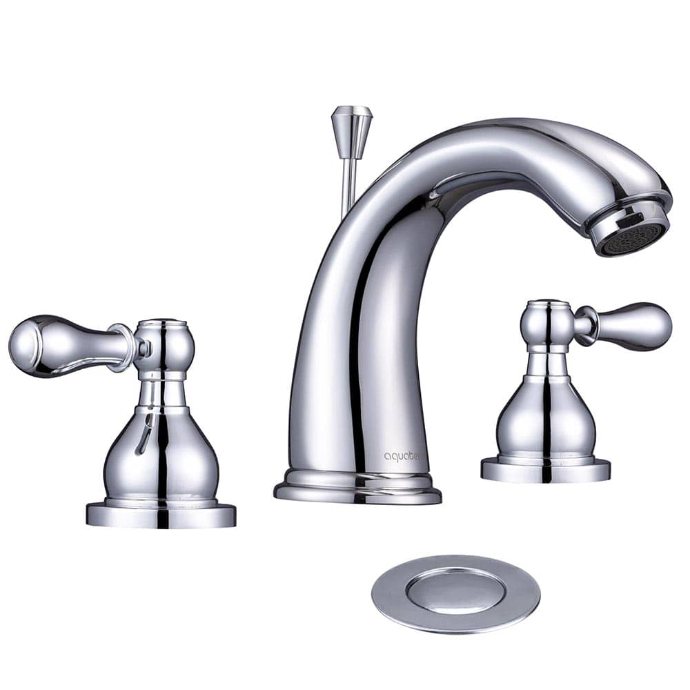 Yescom 81FH3008-H15-CHR-LO 3 Hole Bathroom Faucet Mixer Taps for Undermount Sink with Drain Chrome