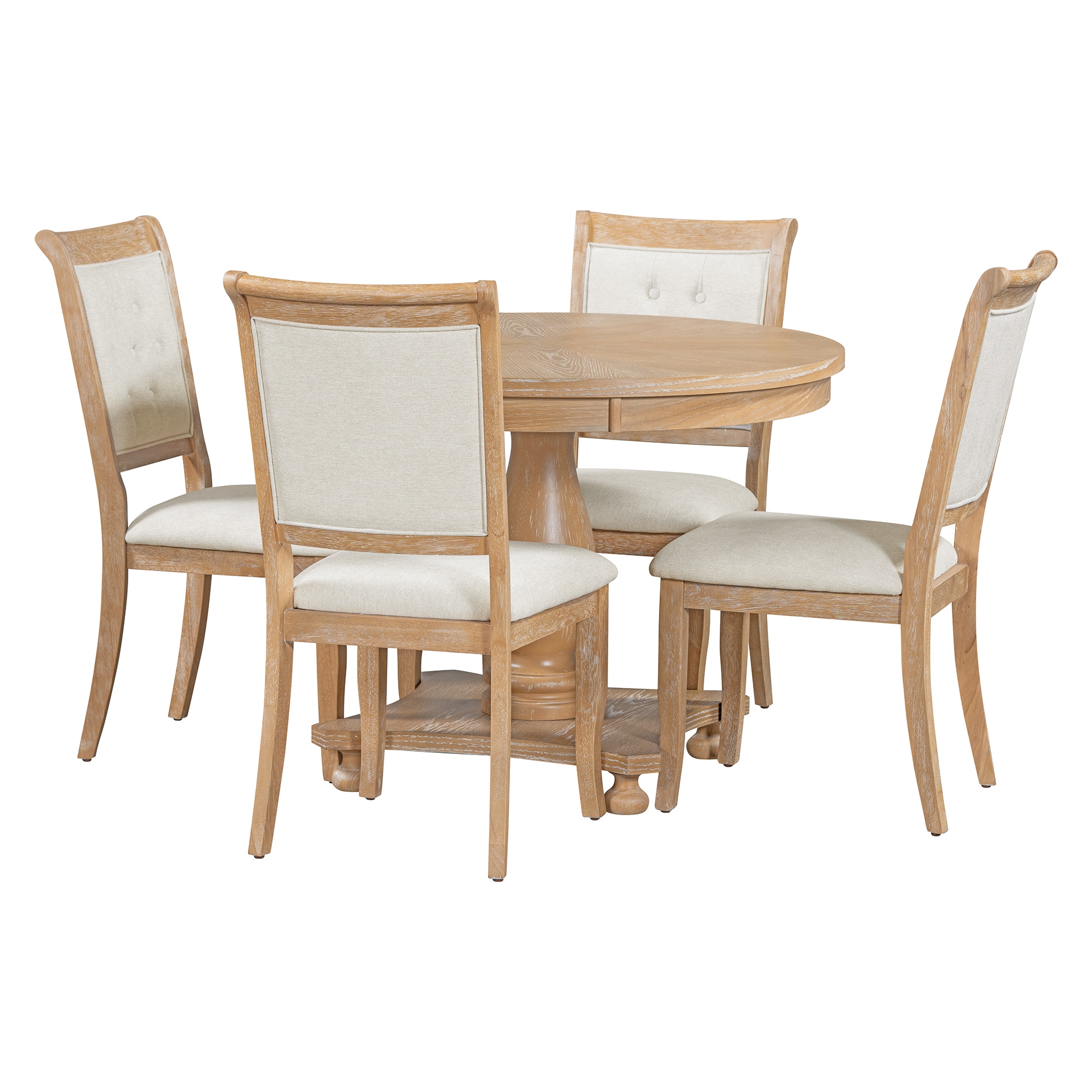 SINOFURN SYA330170WD Natural Rustic Dining Room Set with Round Table ( Seats 4 )