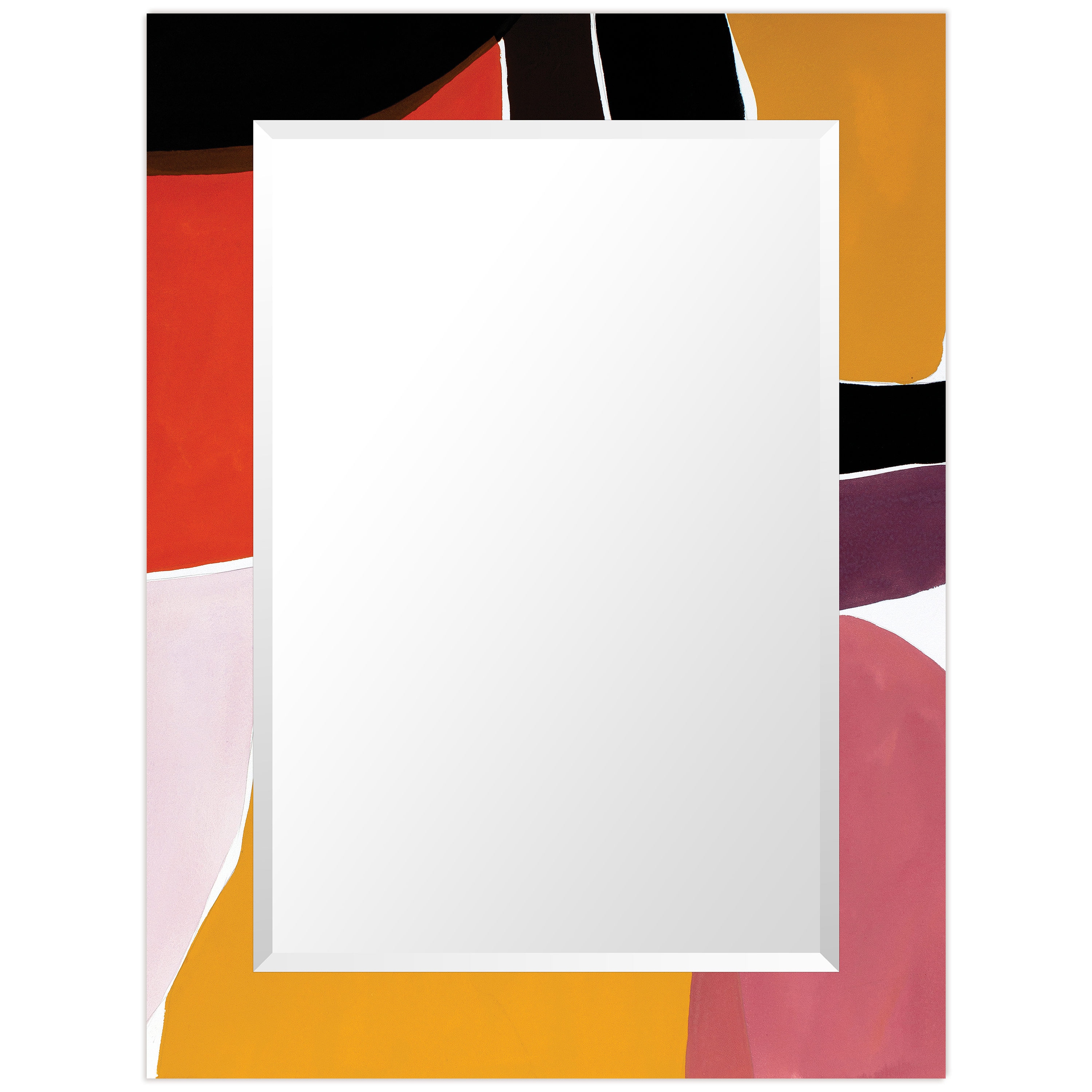 Empire Art Direct TAM-138103-4030 "Finale"Rectangular Beveled Wall Mounted Mirror on Free Floating Printed Tempered Art Glass