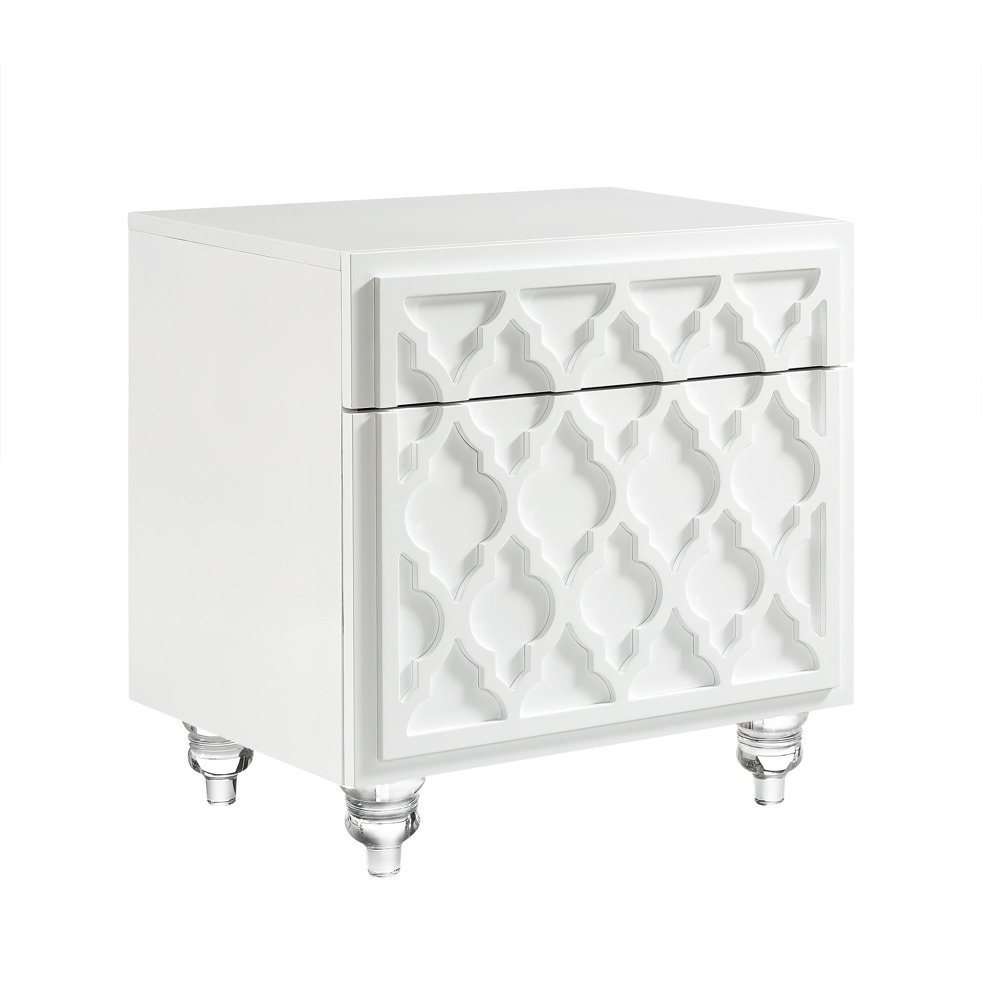 Inspired Home ST22-09WE-LS Keira 18-in W x 24-in H White Wood veneer Rectangular Modern End Table Assembly Required