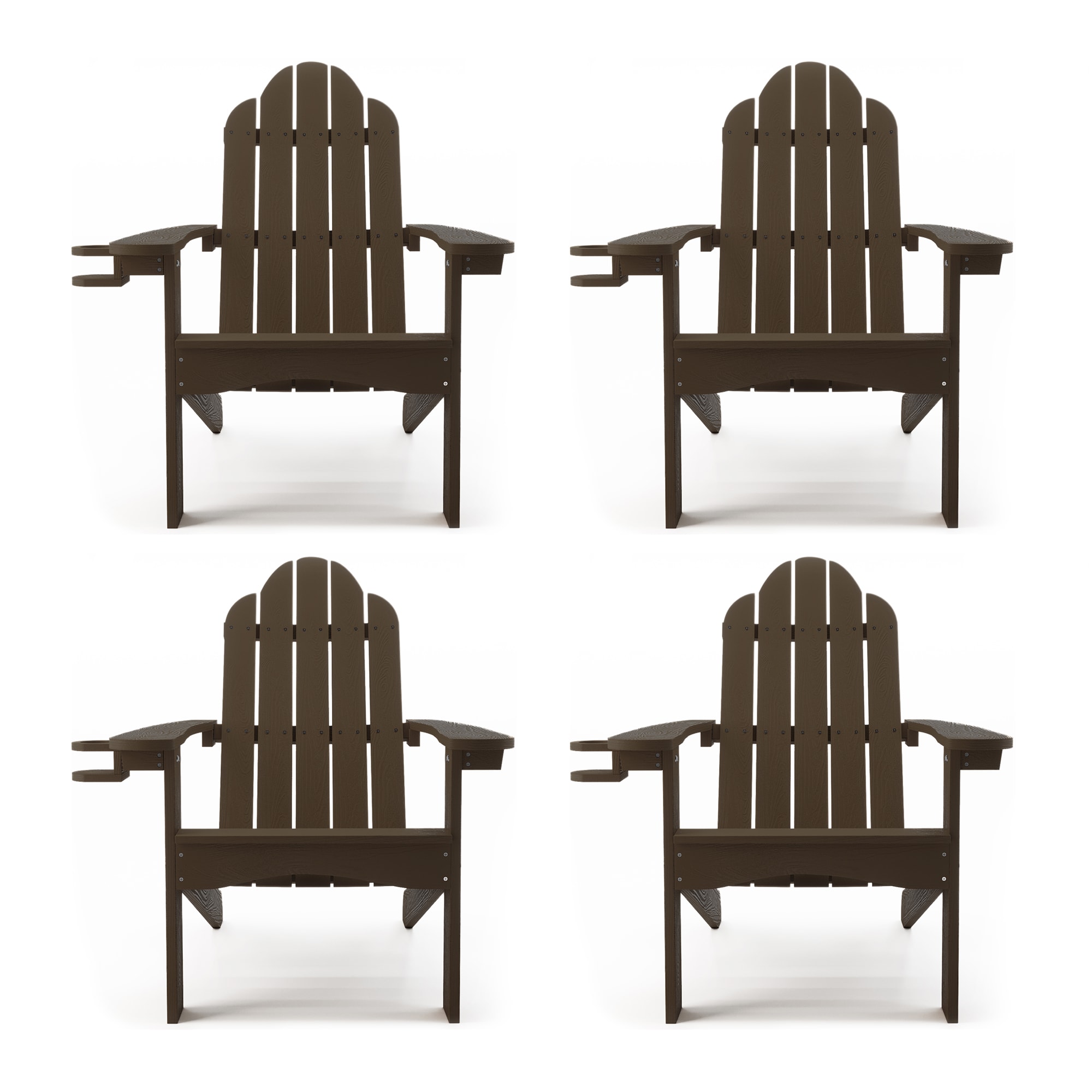 LUE BONA 4LB21CH0018-1KLS The Adirondack Set of 4 Dark Brown Plastic Frame Stationary Adirondack Chair with Slat Seat