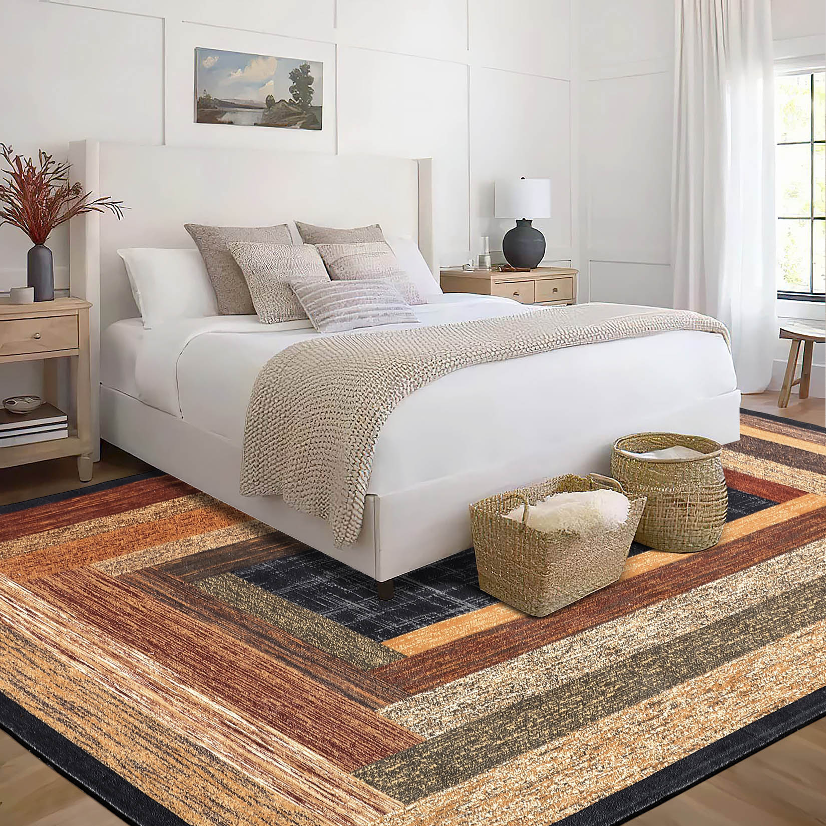 Garvee YXY-LO-PHO-15H8OY64 9 x 12 (ft) Loomed Polyester Red Rectangular Indoor Geometric Mid-Century Modern Machine washable Area rug