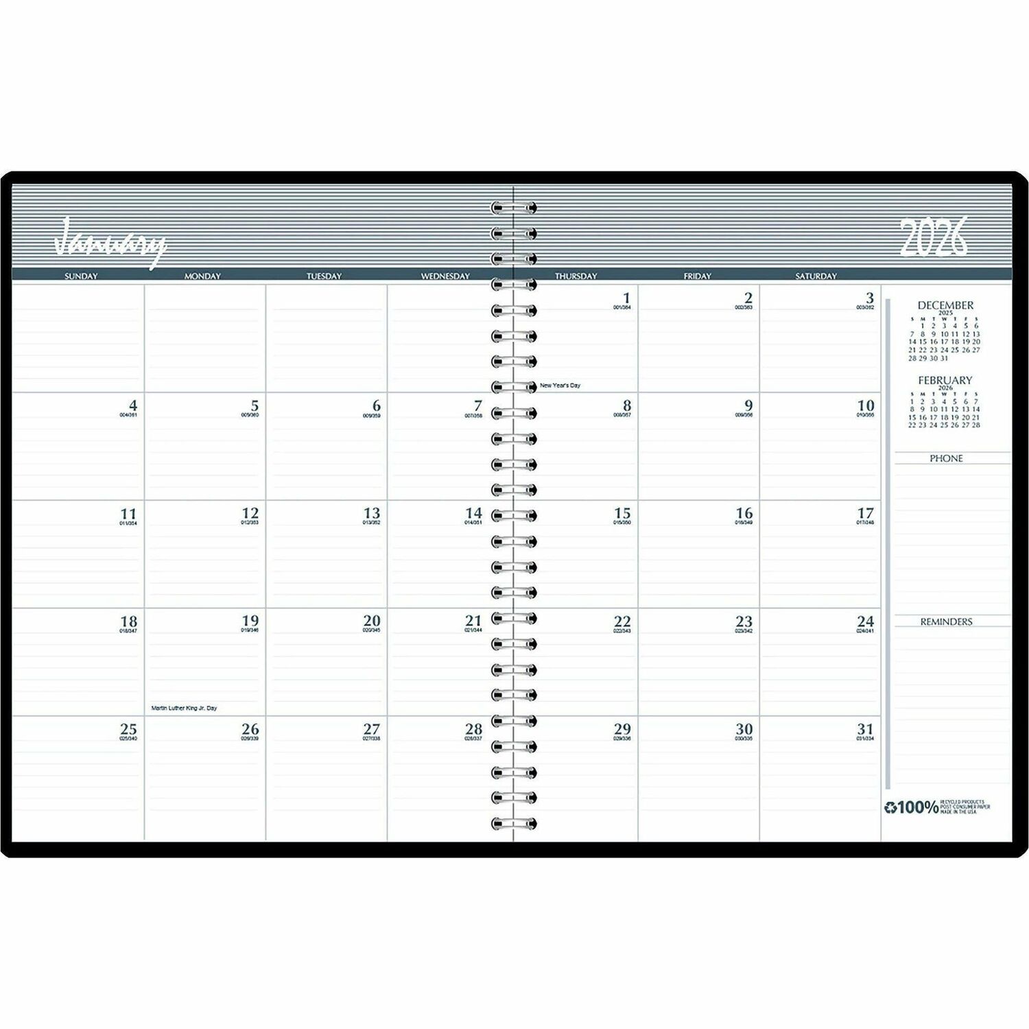 House of Doolittle SPRHOD26207 14 Month Recycled Ruled Monthly Planner  11 x 8.5  Blue Cover  14 Month Dec 2025 to Jan 2027