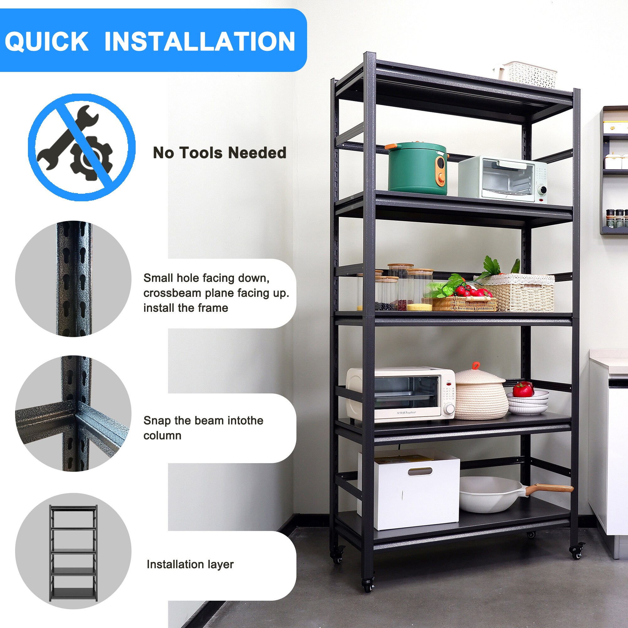 Kahomvis DHS-QPHKX-4904B Free-Standing-Shelving - View #2