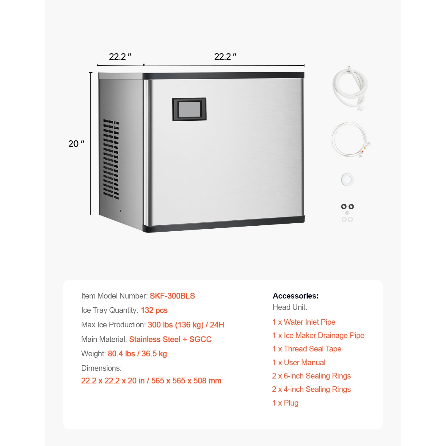 VEVOR TSJGJ2200W418LAWMV1 Icemaker-Access - View #8