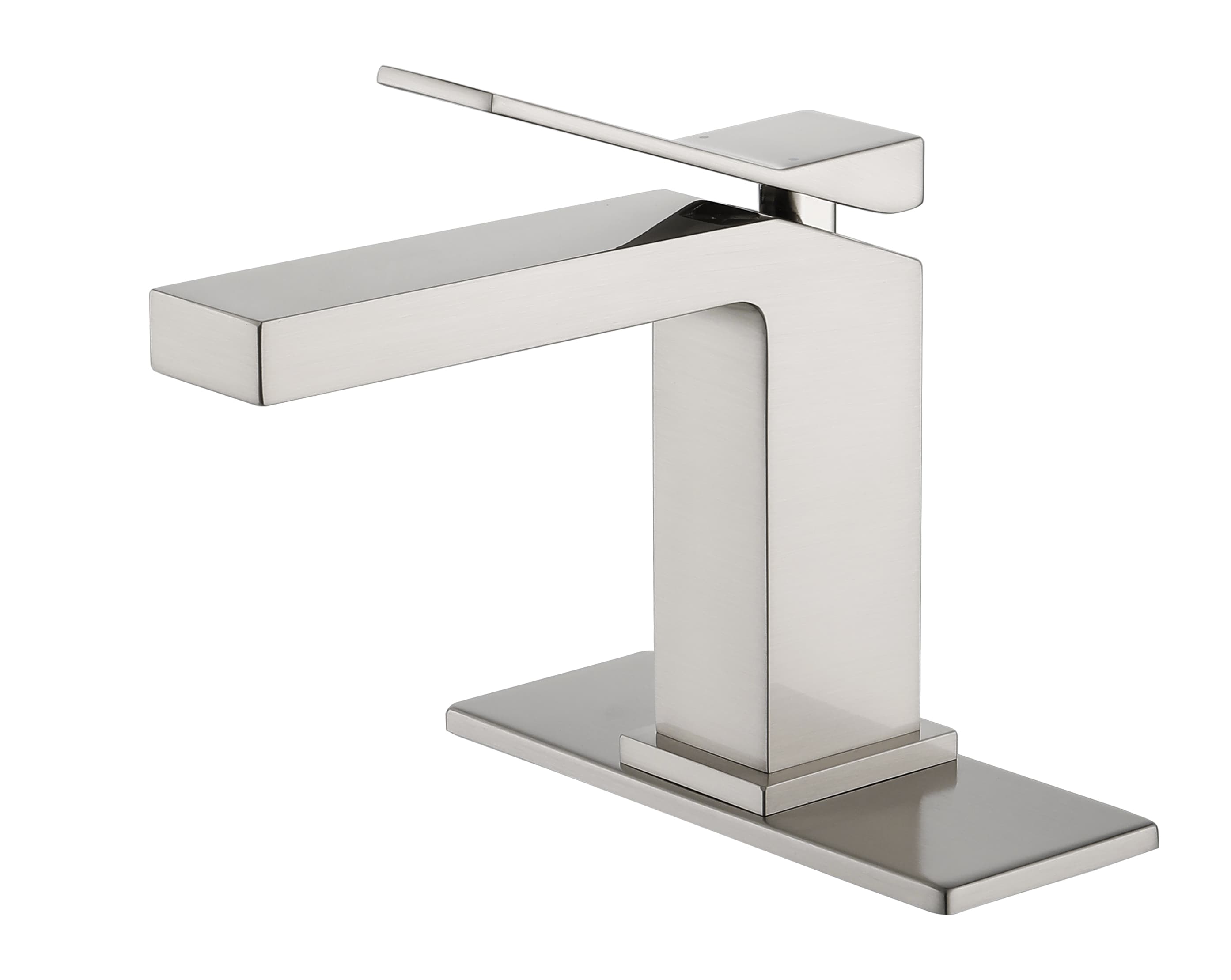 Royal Guard LBSFLYJ0055 Brushed Nickel Single hole 1-handle WaterSense Mid-arc Commercial/Residential Handle Bathroom Sink Faucet with Drain