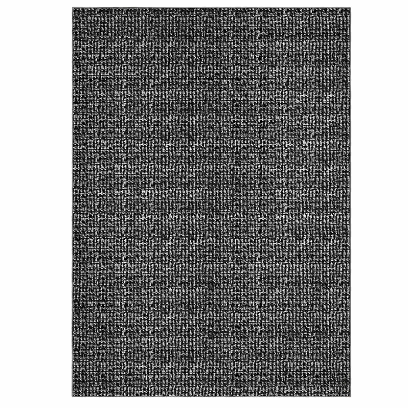 Qeetex LSN-PHO-338C8N5S 8 x 10 ft Polyester Pearl Velvet Black Rectangular Hallway Bathroom Entryway Kitchen Office Foldable Modern Washable Area Rug