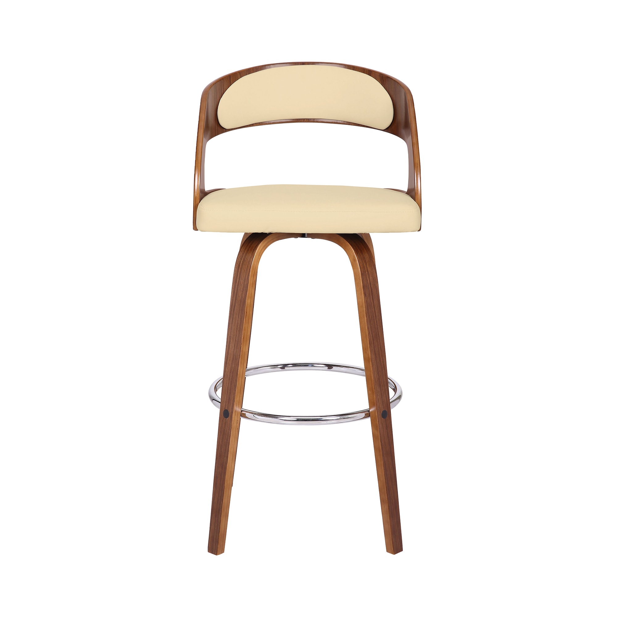 Armen Living LCSHBACRWA30 Shelly Cream 30.0-in H Bar height Bucket seat Upholstered Swivel Wood Bar Stool and Back