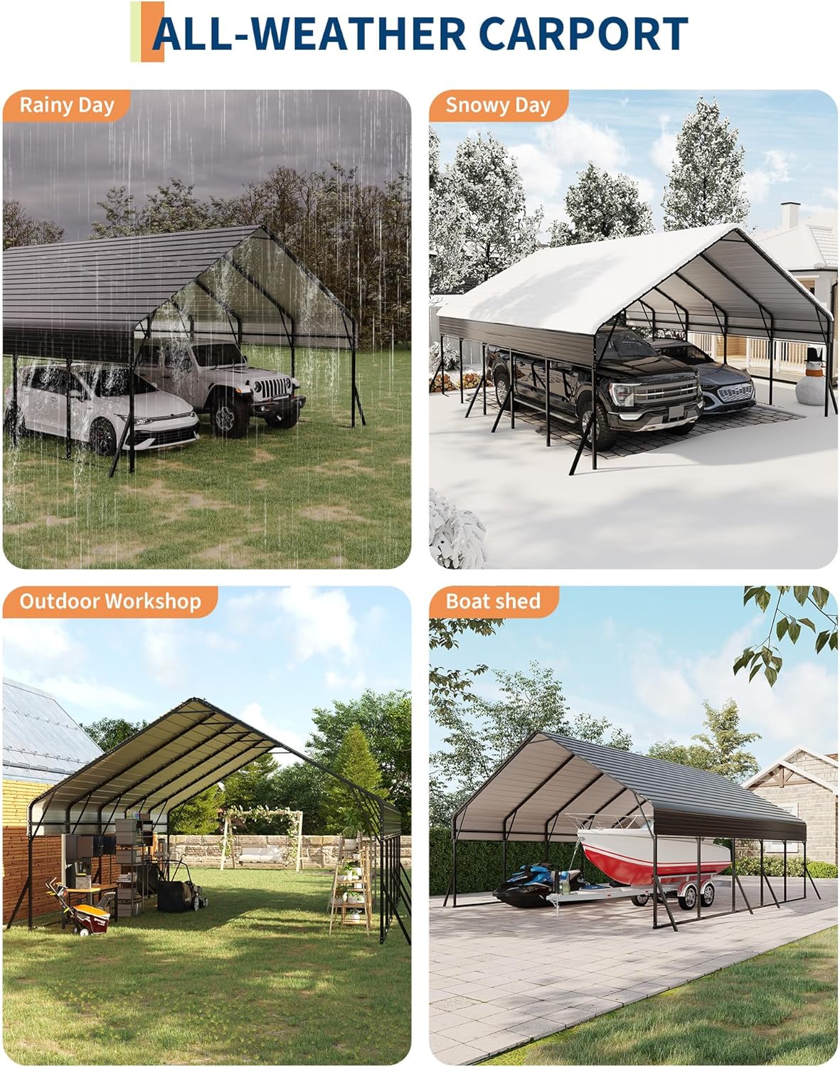 IdealHouse BZI-E38B-5W140HM0 Carport-Covers - View #6