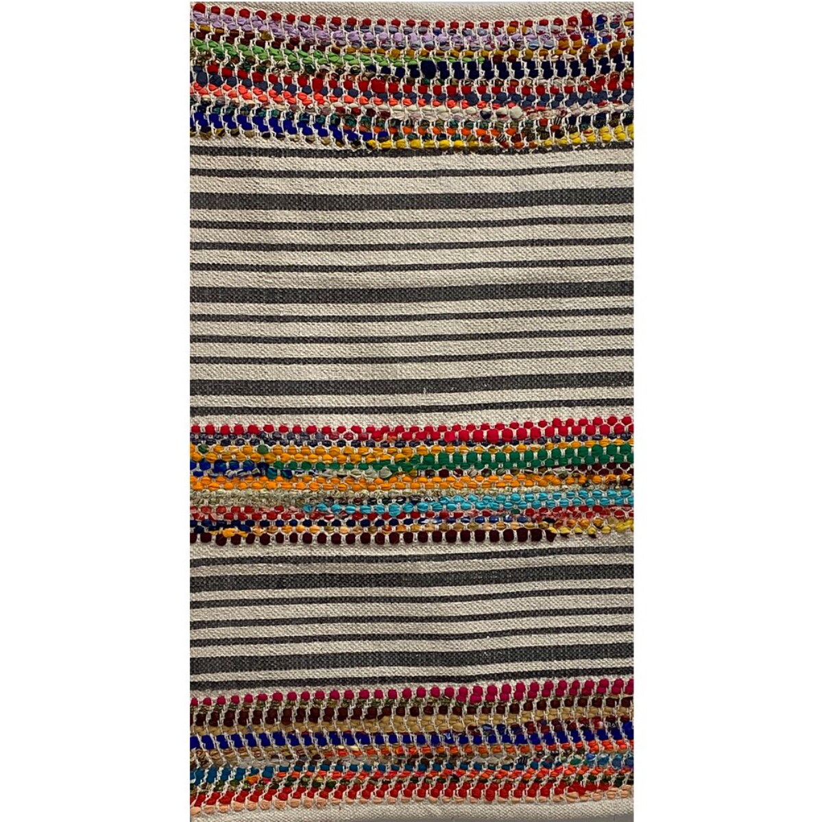 HomeRoots 4000396054 3 ft x 4 ft Multicolored Striped Chindi Area Rug