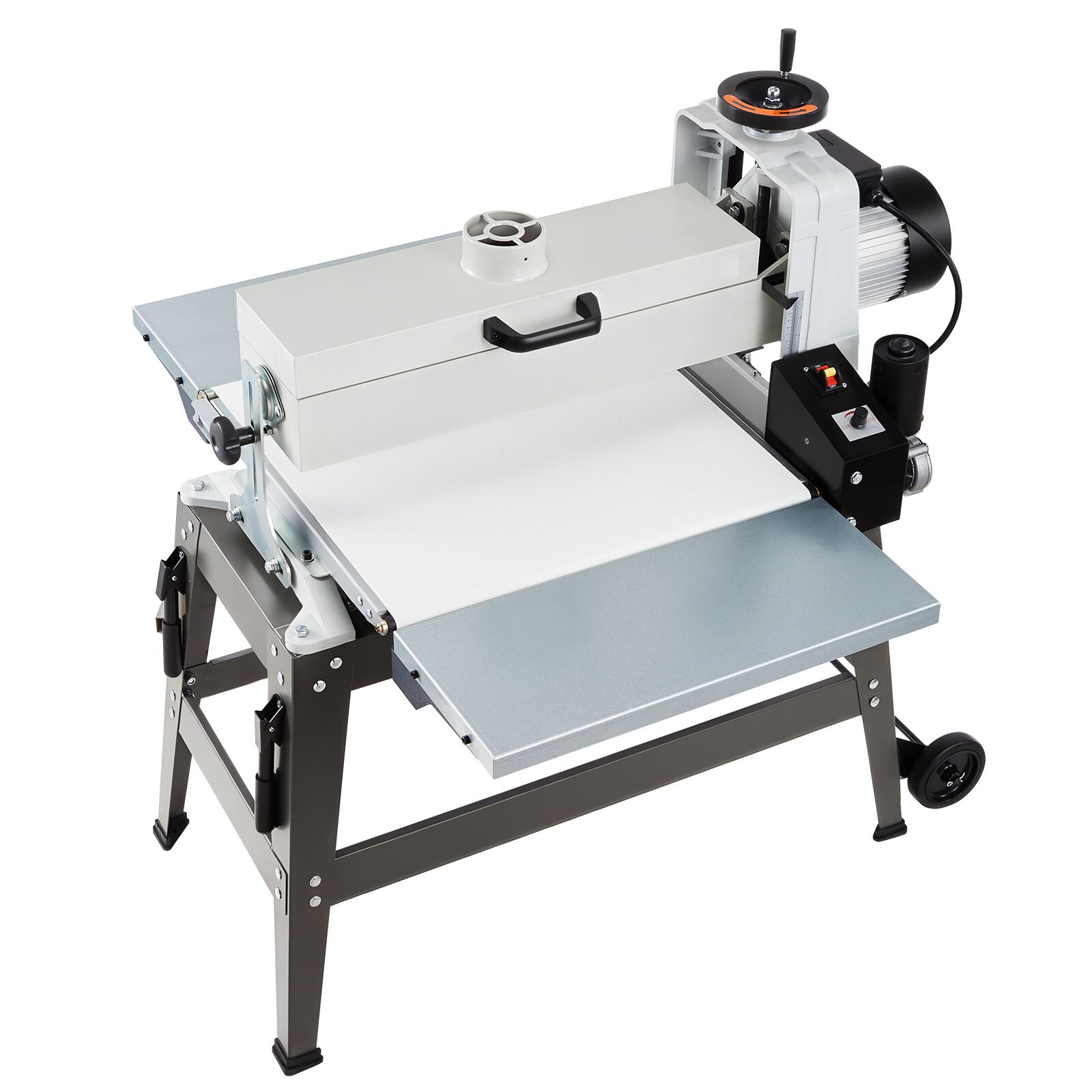 GIVIMO 22-in Drum Sander with Stand and Extension Tables 1.75-HP 1440-RPM Dual-Motor Variable Speed Conveyor 4-in Dust Port for Cabinet and Furniture Finishing