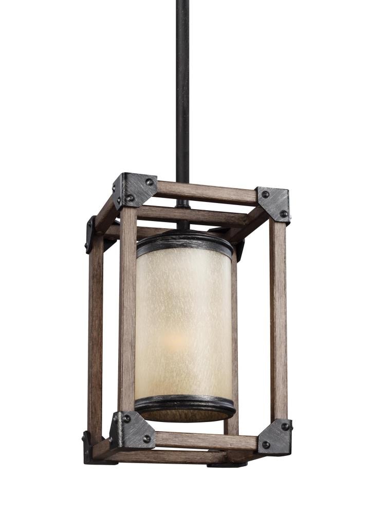Stardust Cerused Oak Mini-Pendant with Creme Parchment Glass Shade